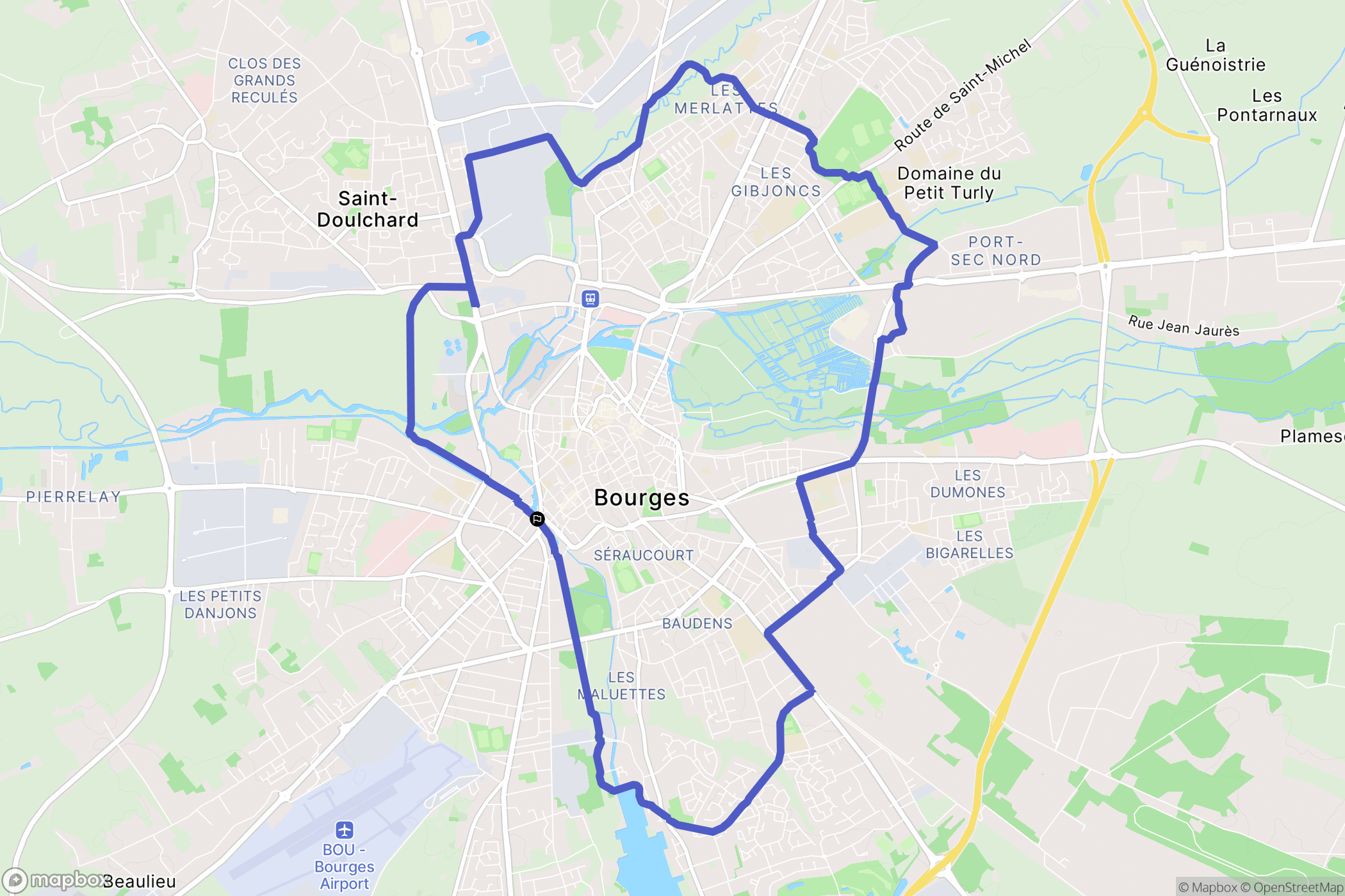 Bourges : carte du parcours de randonnée - France
