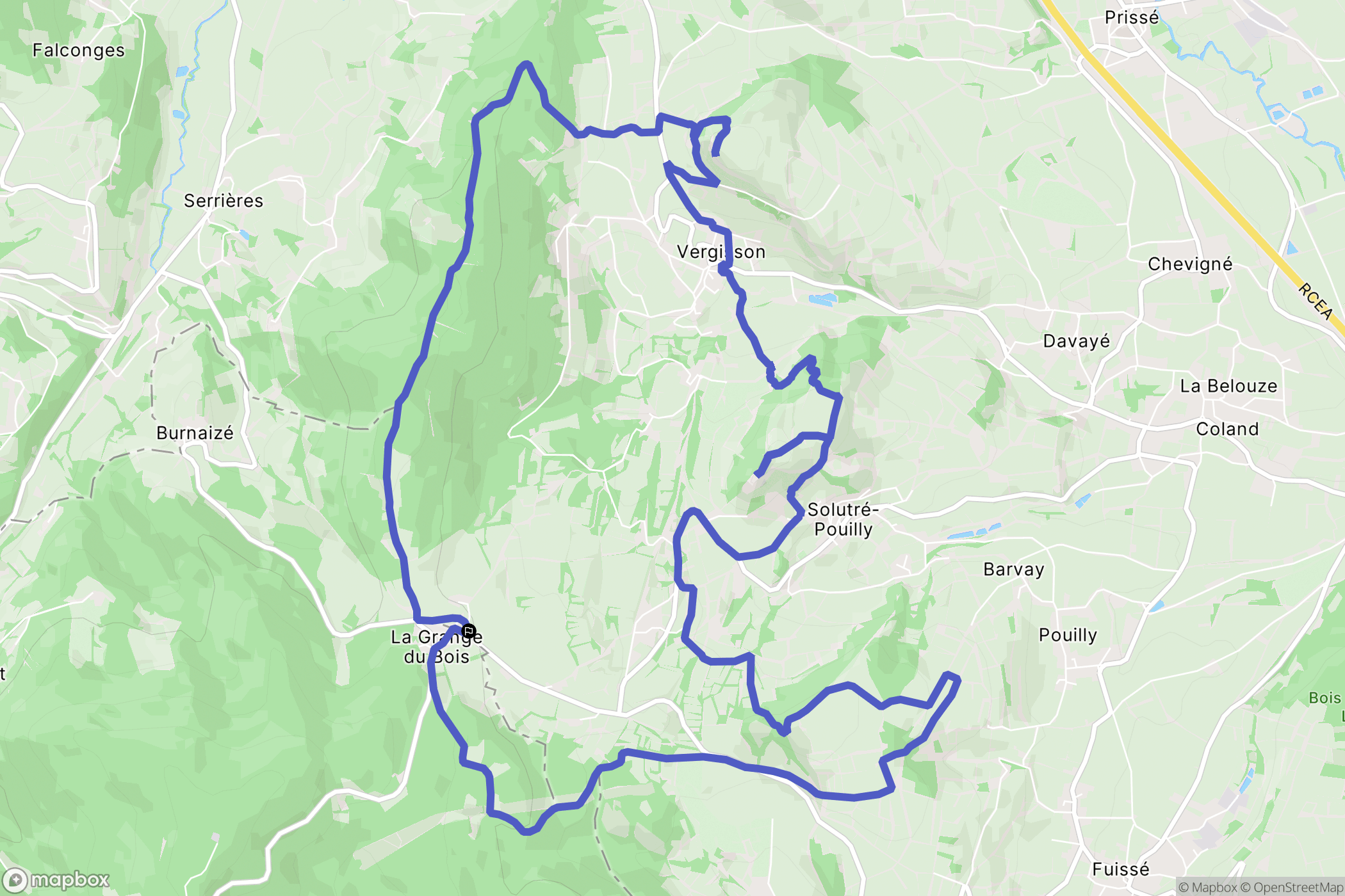 Cenves : carte du parcours de randonnée - France