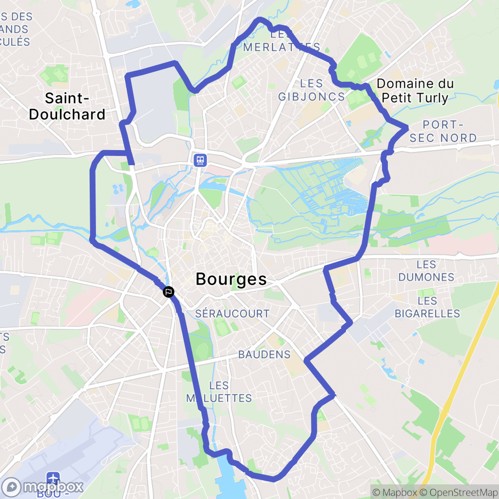 Bourges : carte du parcours de randonnée - France