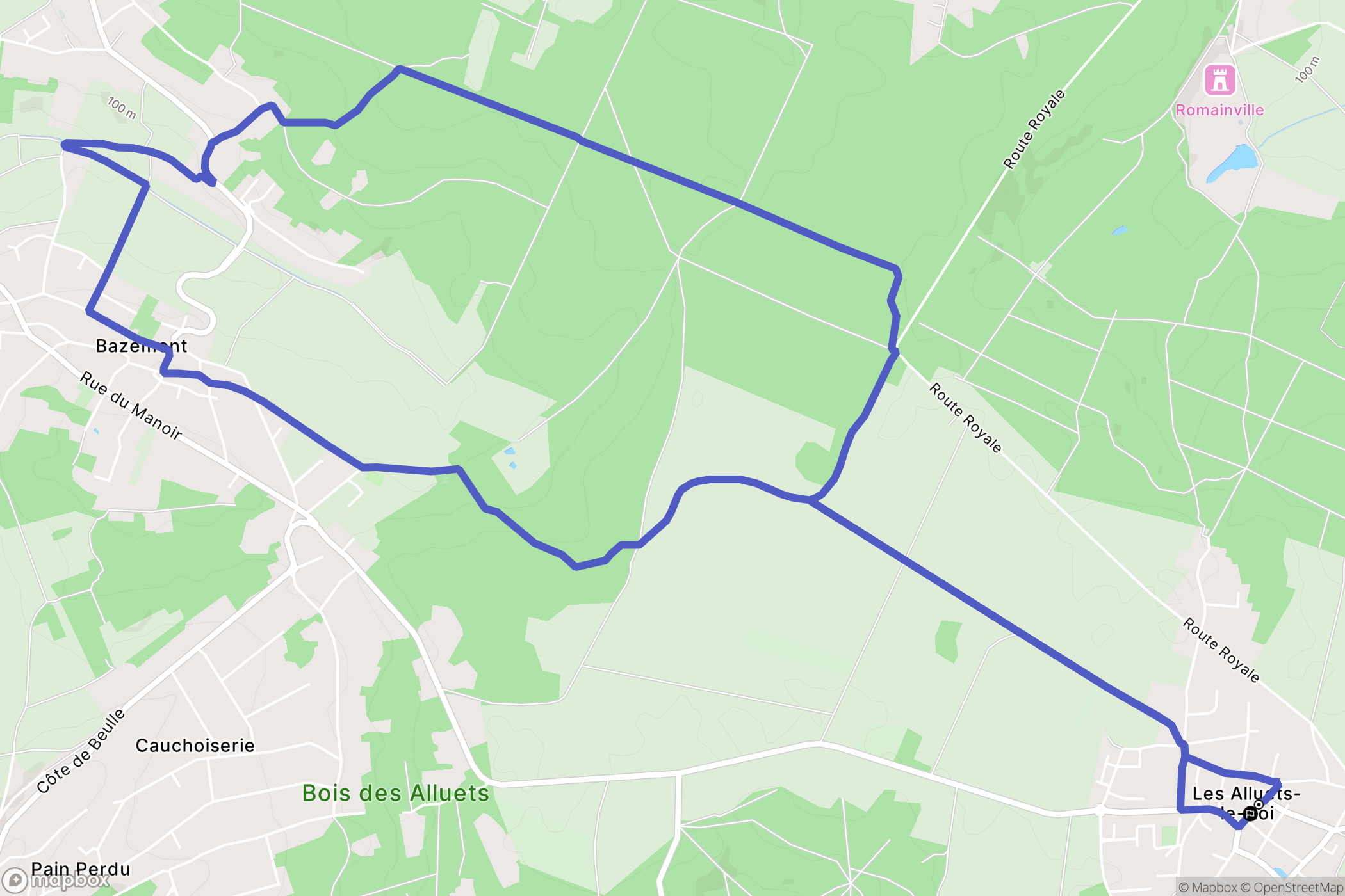 Les Alluets-le-Roi : carte du parcours de randonnée - France