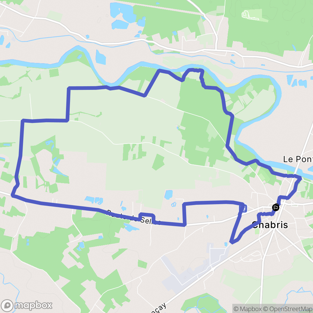 Chabris : carte du parcours de randonnée - France