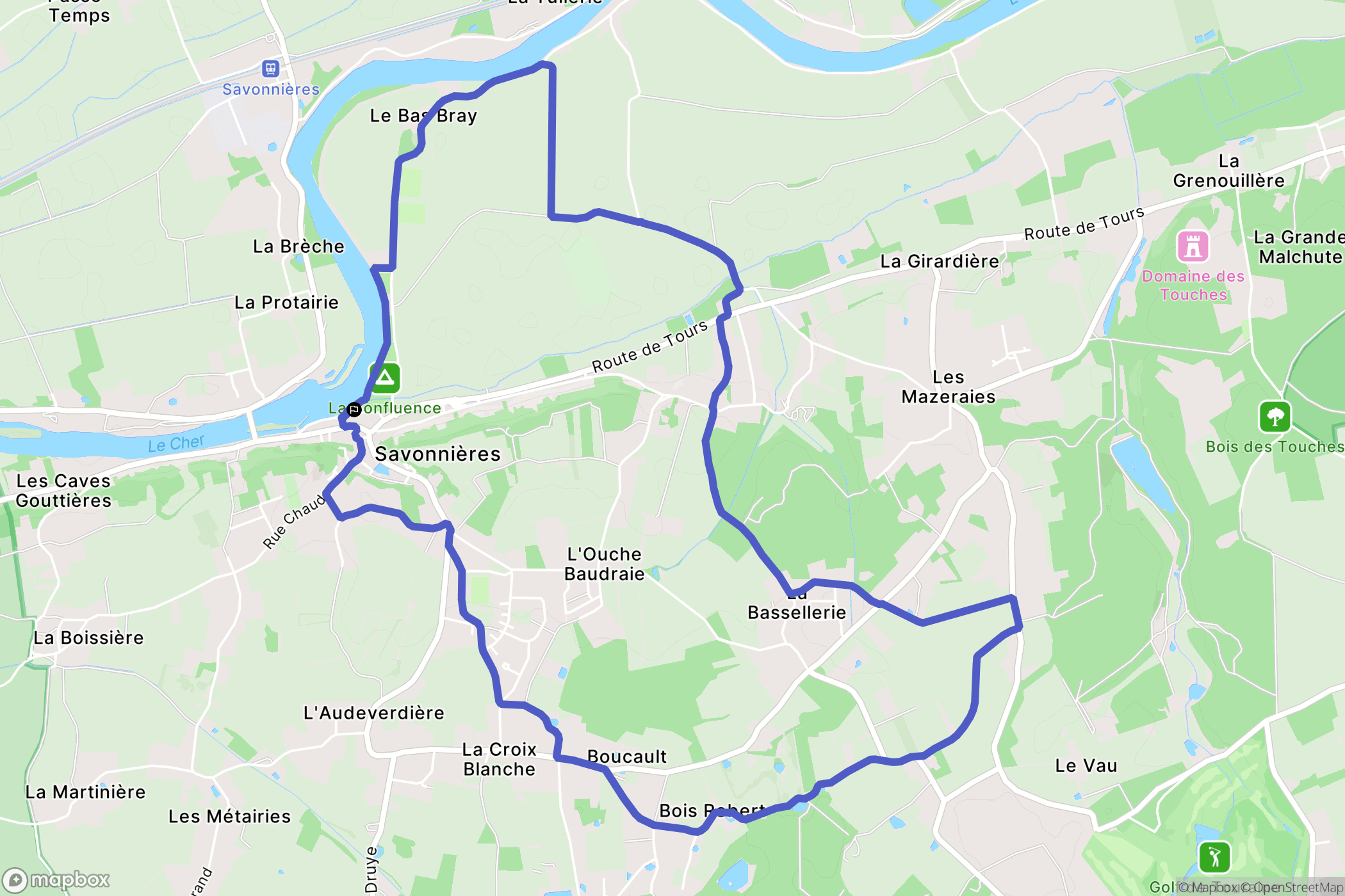 Savonnières : carte du parcours de randonnée - France
