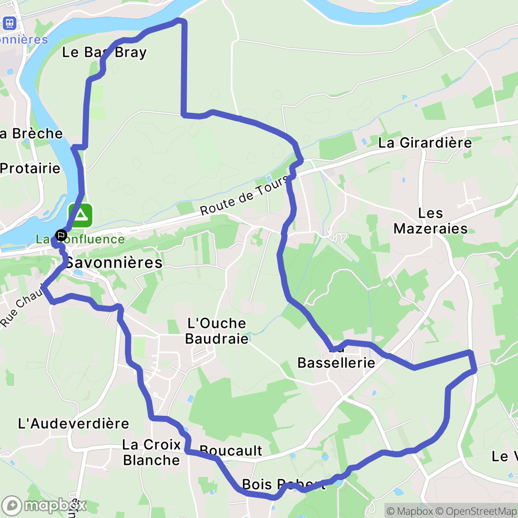 Savonnières : carte du parcours de randonnée - France