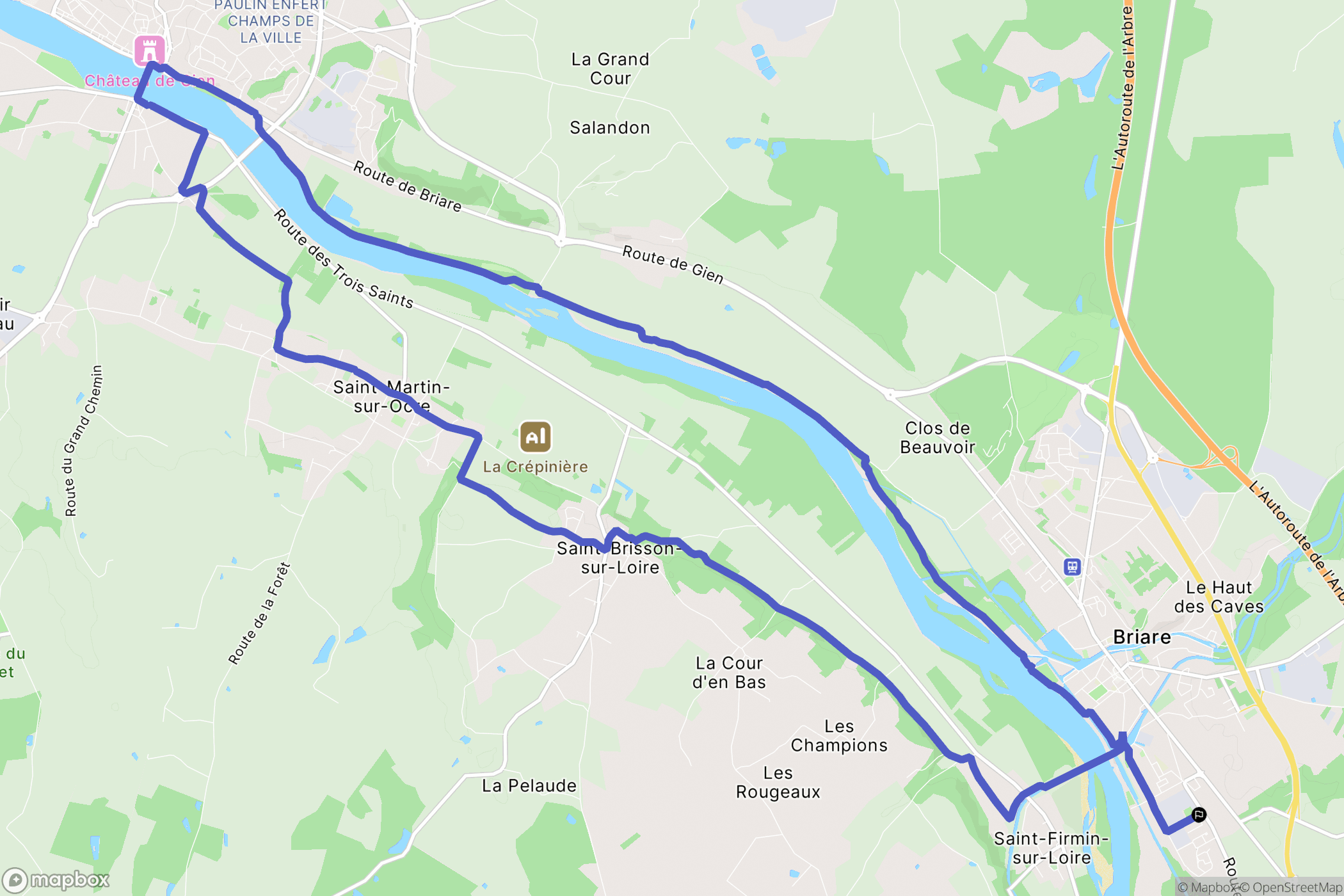 Briare : carte du parcours de randonnée - France