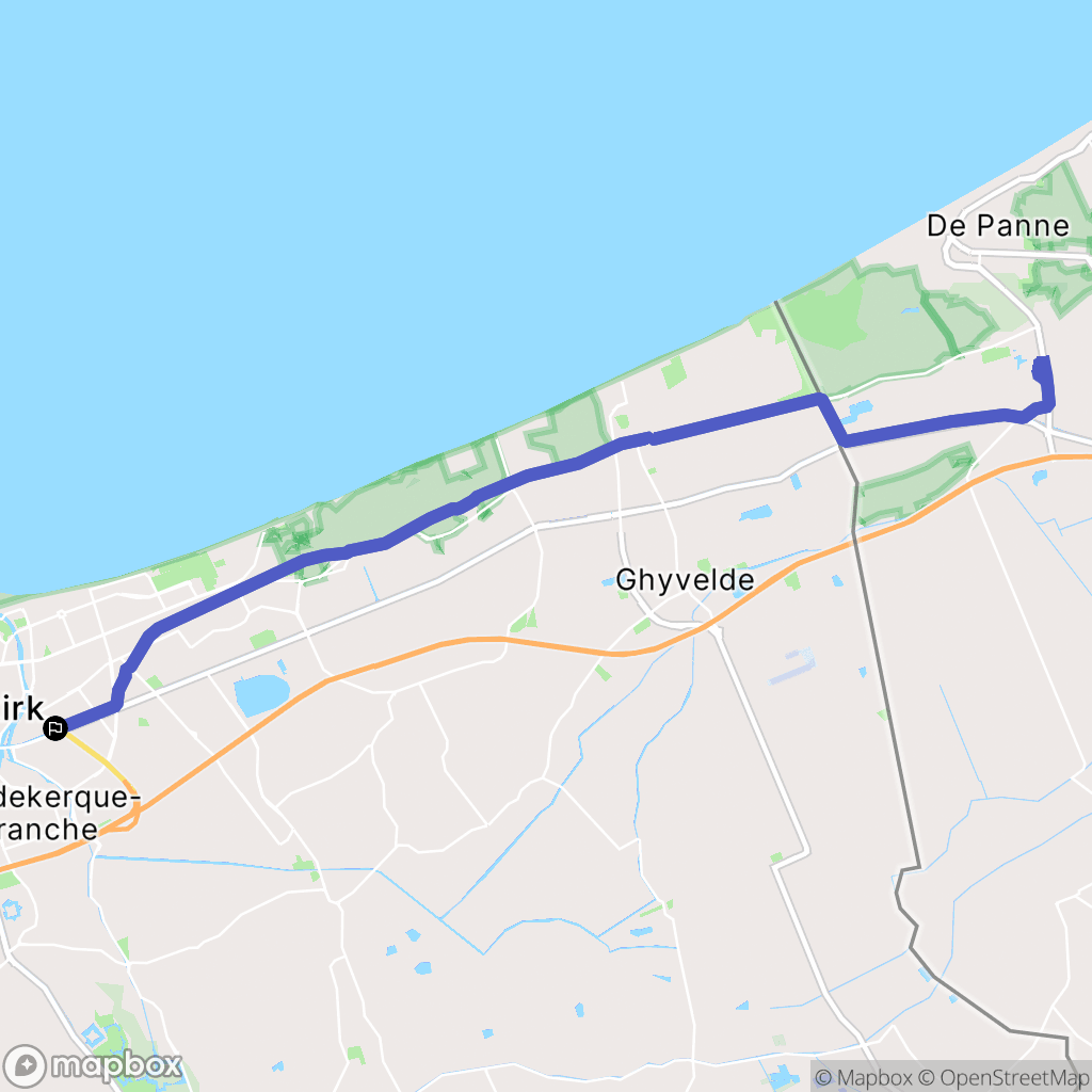 Dunkerque : carte du parcours de randonnée - France