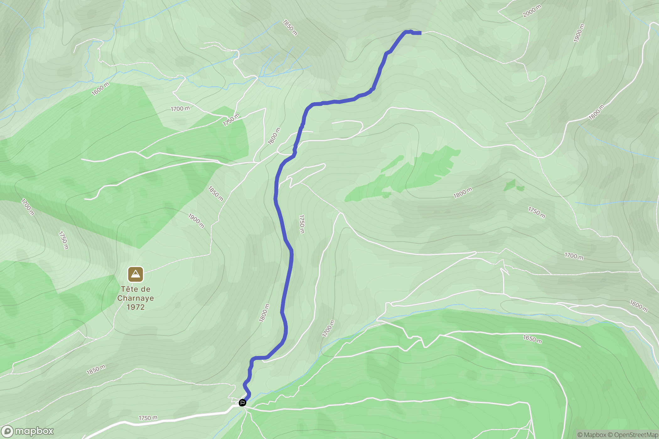 Péone : carte du parcours de randonnée - France