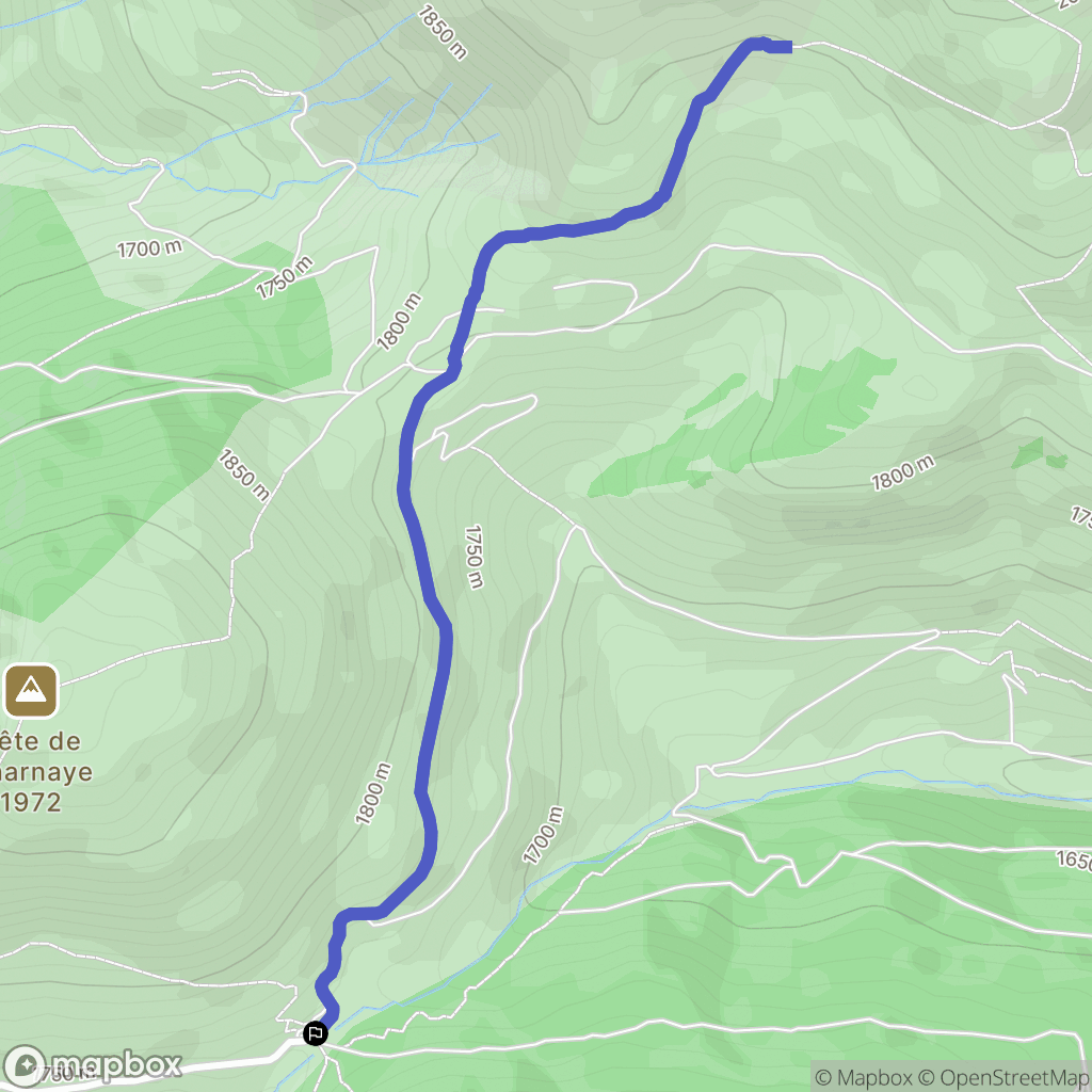 Péone : carte du parcours de randonnée - France