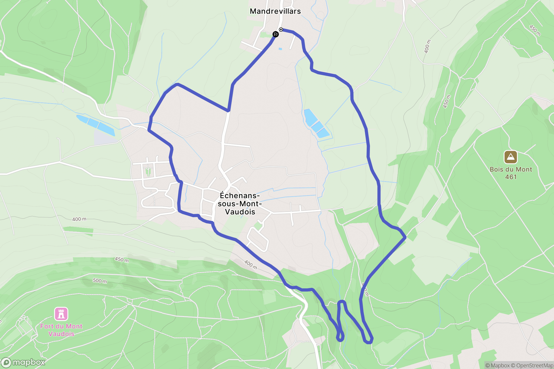 Mandrevillars : carte du parcours de randonnée - France