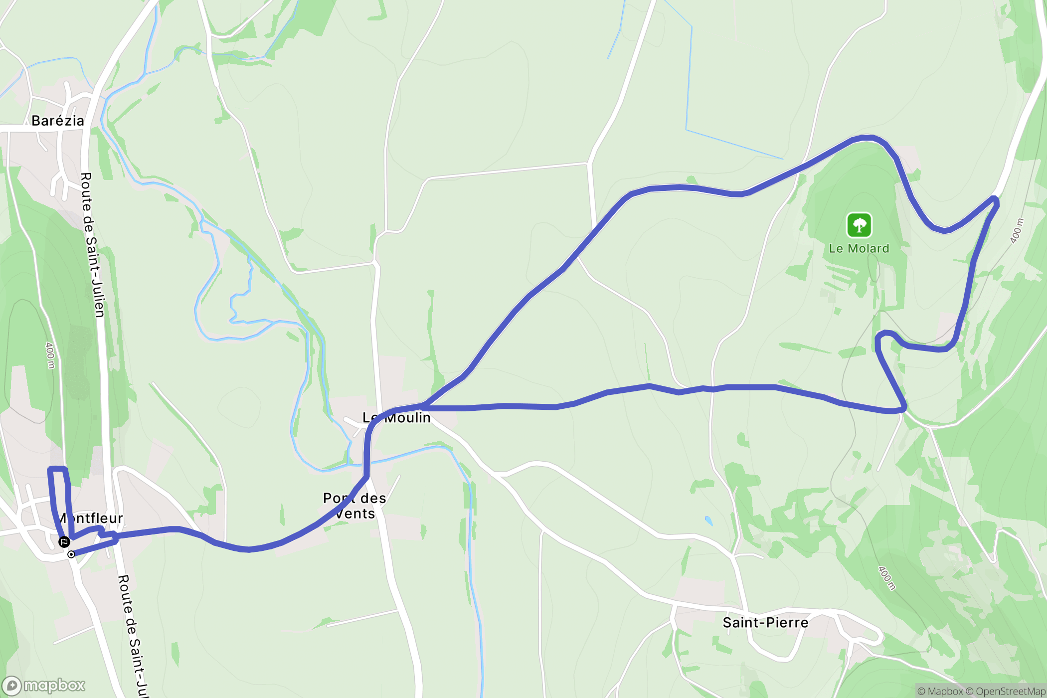 Montfleur : carte du parcours de randonnée - France