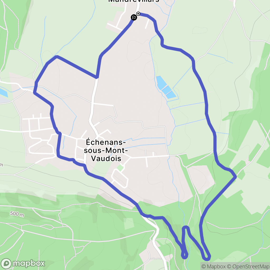 Mandrevillars : carte du parcours de randonnée - France