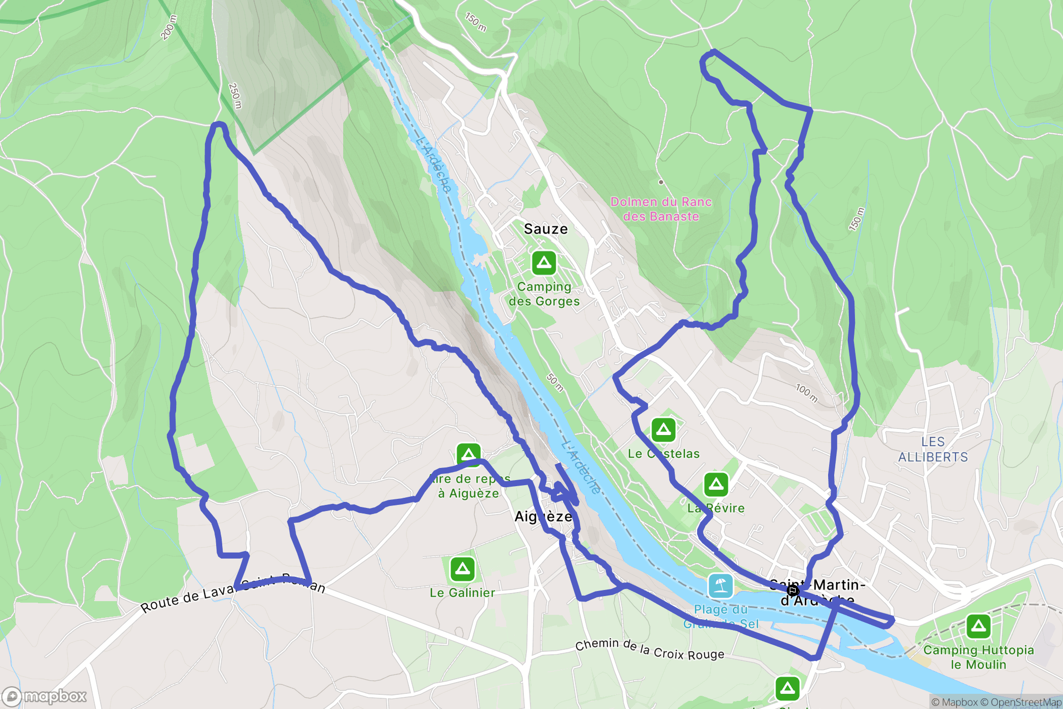 Saint-Martin-d'Ardèche : carte du parcours de randonnée - France