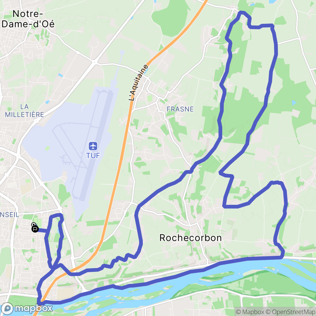 Tours : carte du parcours de randonnée - France