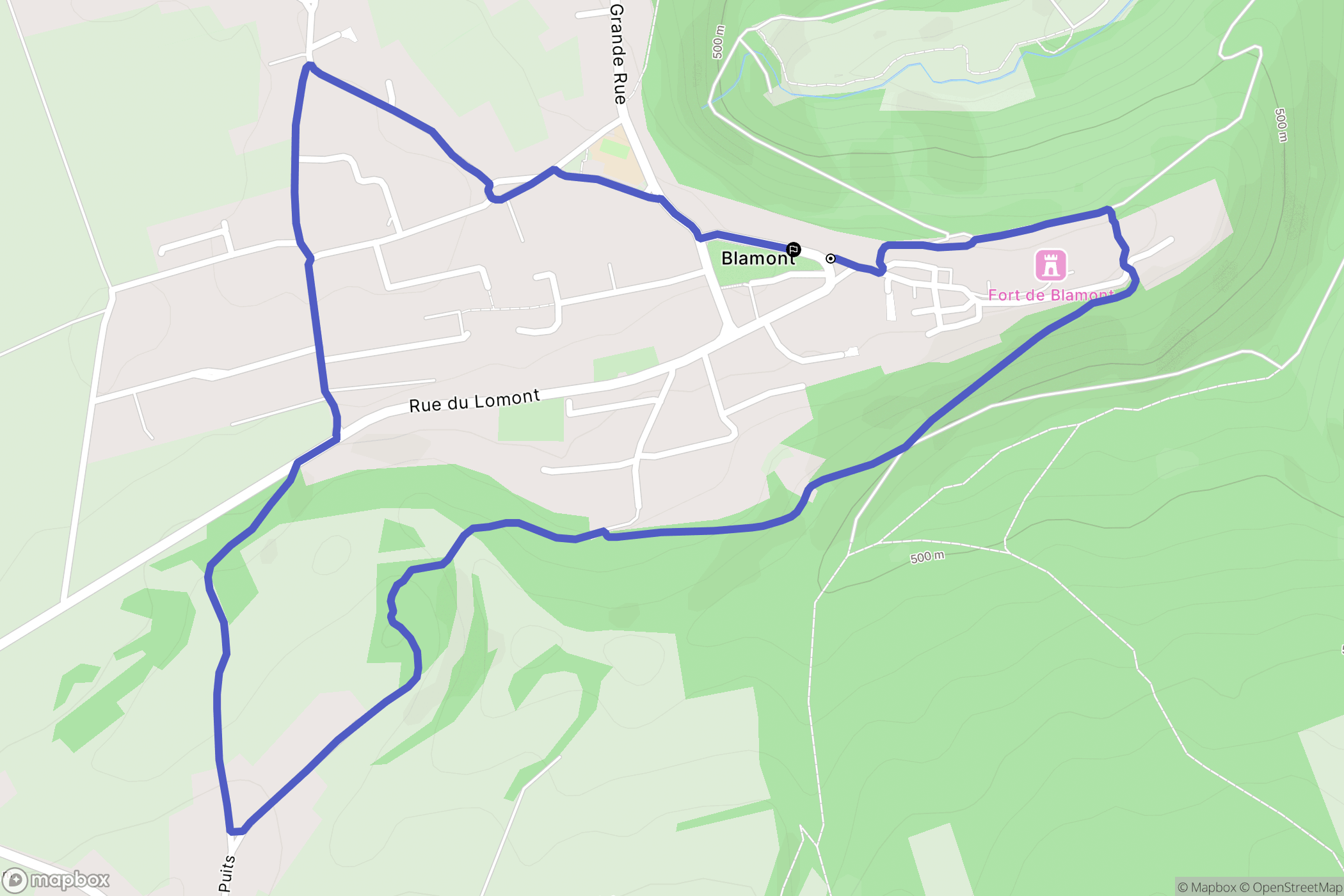 Blamont : carte du parcours de randonnée - France