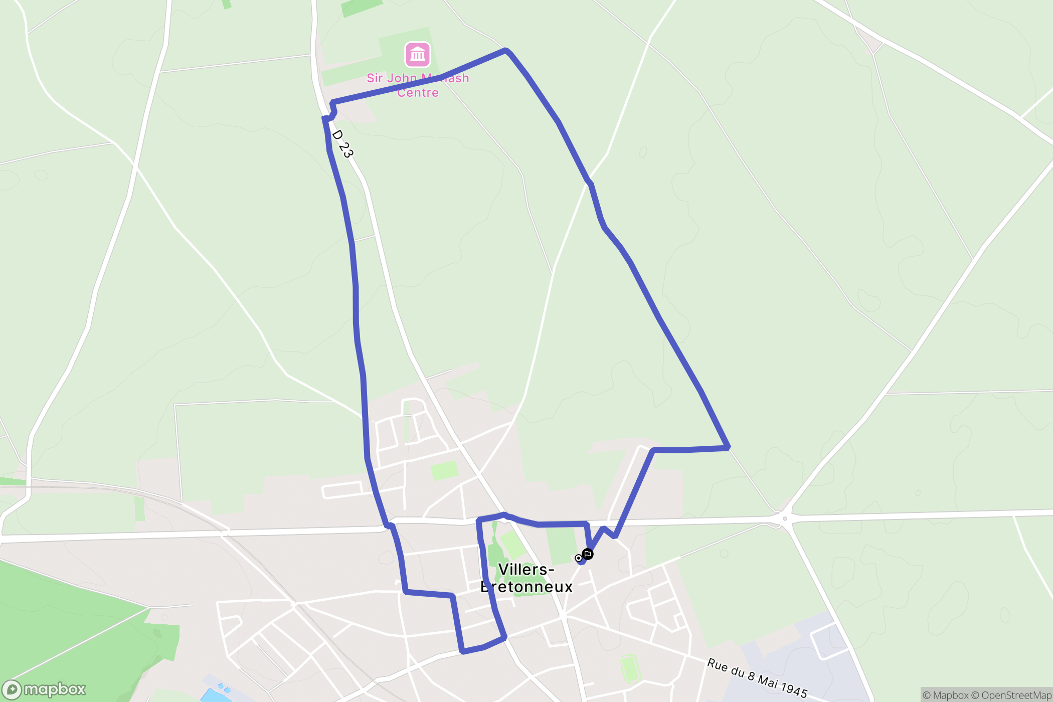 Villers-Bretonneux : carte du parcours de randonnée - France
