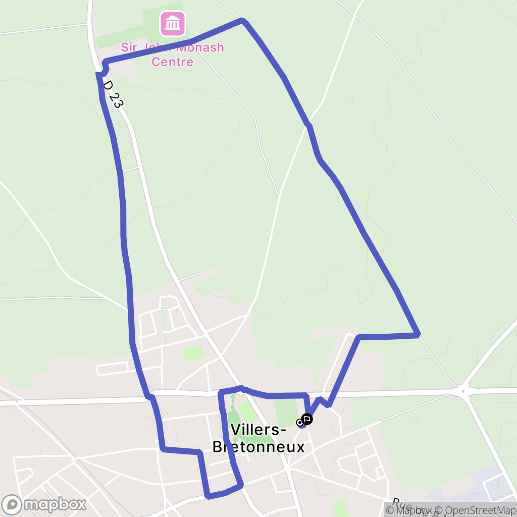 Villers-Bretonneux : carte du parcours de randonnée - France