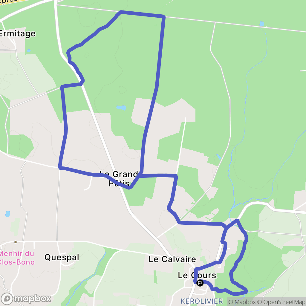 Le Cours : carte du parcours de randonnée - France
