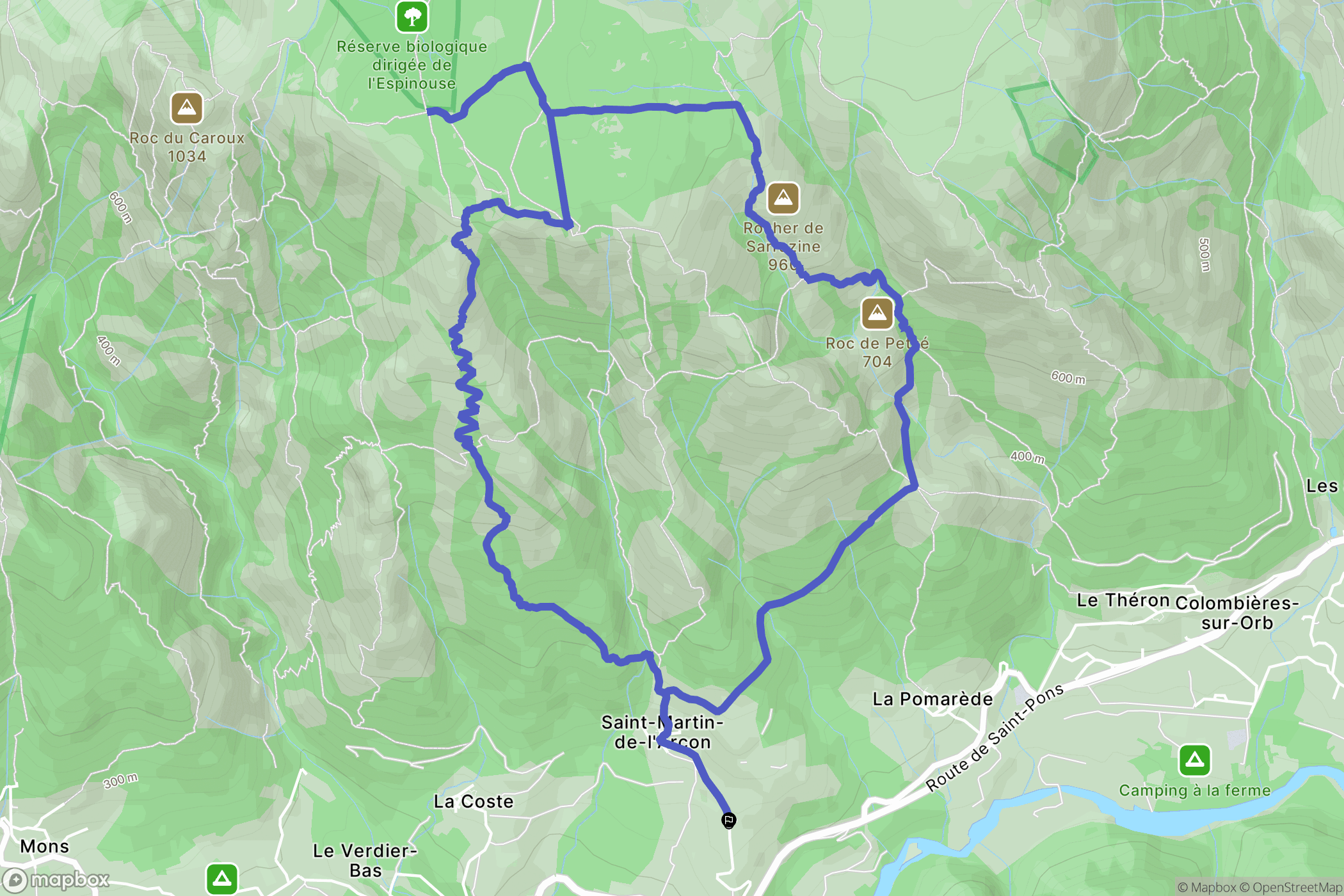 Saint-Martin-de-l'Arçon : carte du parcours de randonnée - France