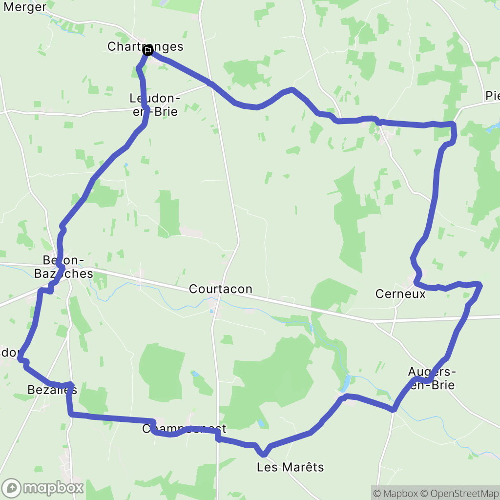 Chartronges : carte du parcours de randonnée - France