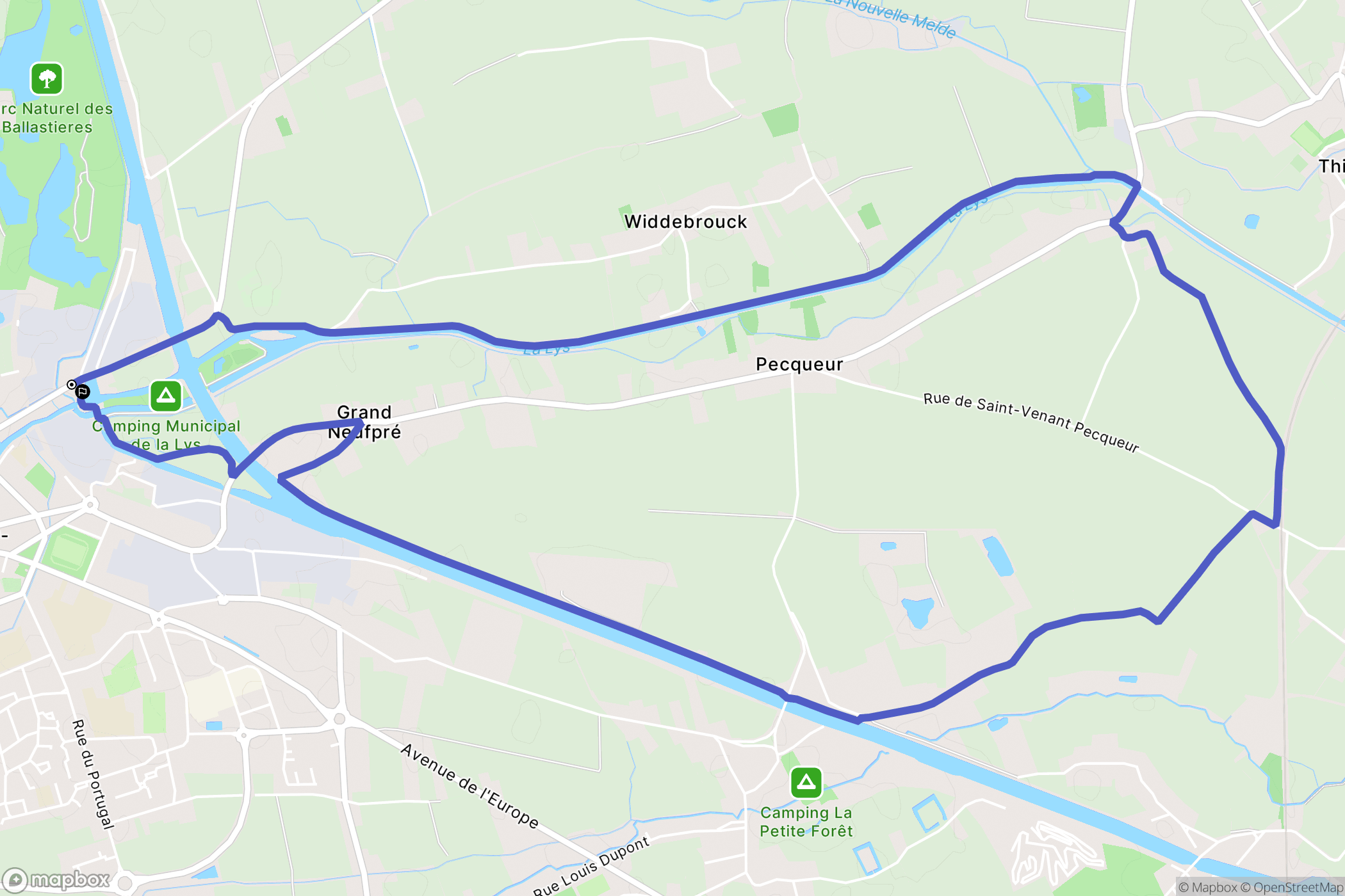 Aire-sur-la-Lys : carte du parcours de randonnée - France