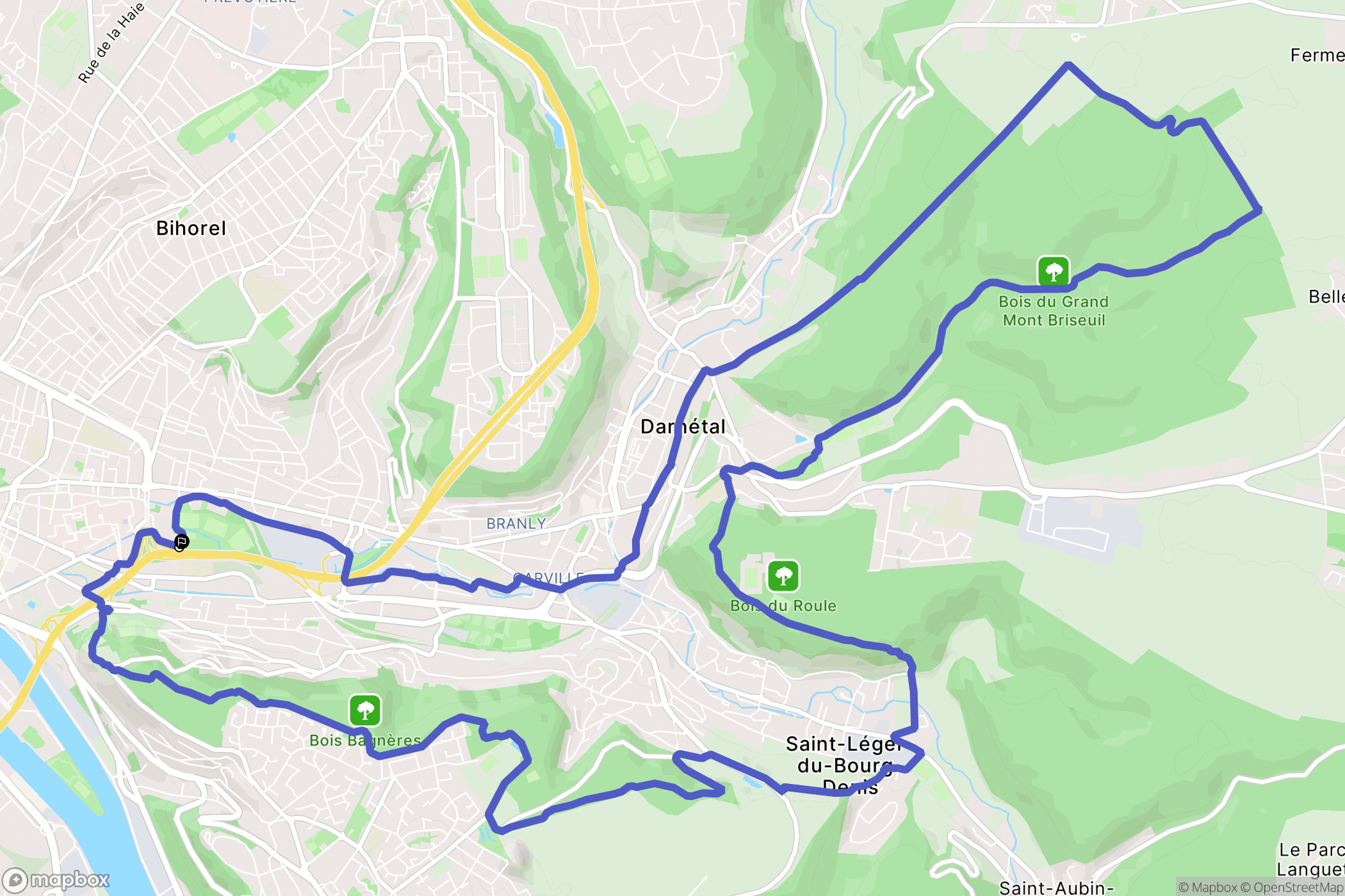 Rouen : carte du parcours de randonnée - France