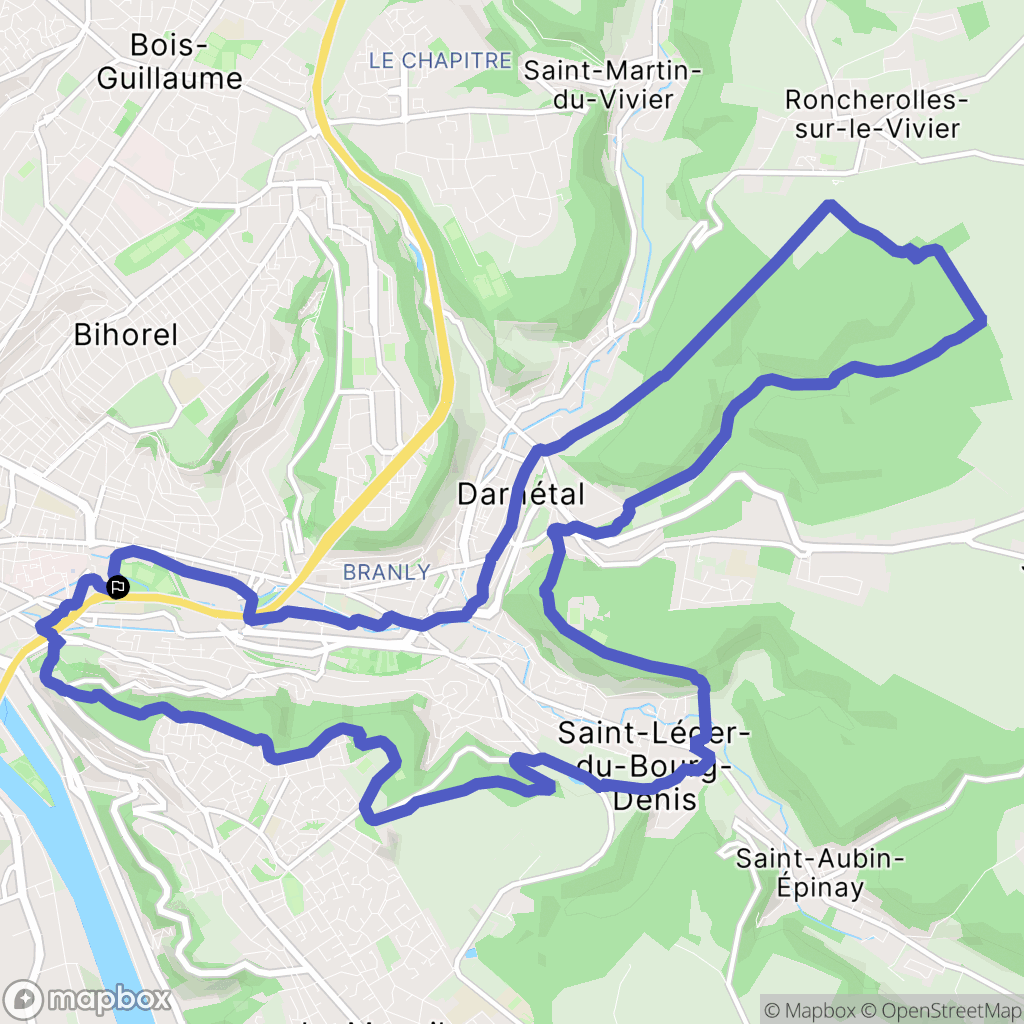 Rouen : carte du parcours de randonnée - France