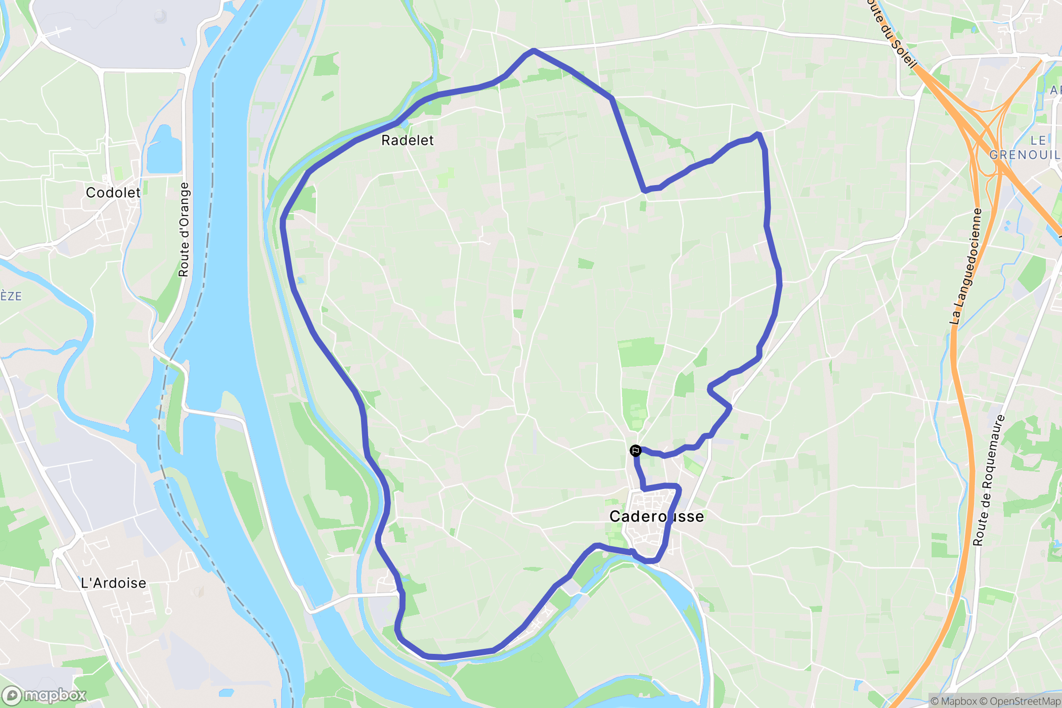 Caderousse : carte du parcours de randonnée - France