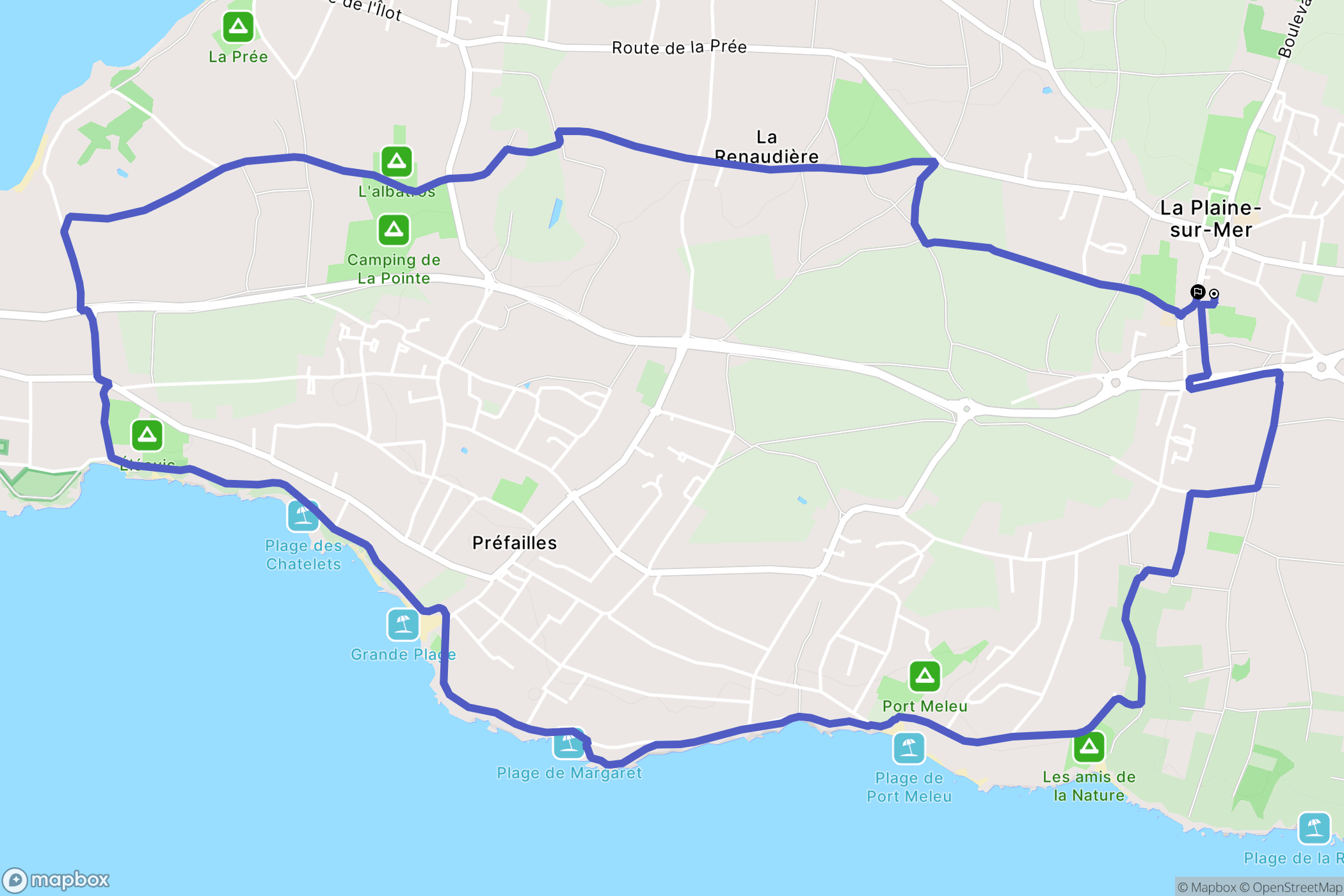 La Plaine-sur-Mer : carte du parcours de randonnée - France