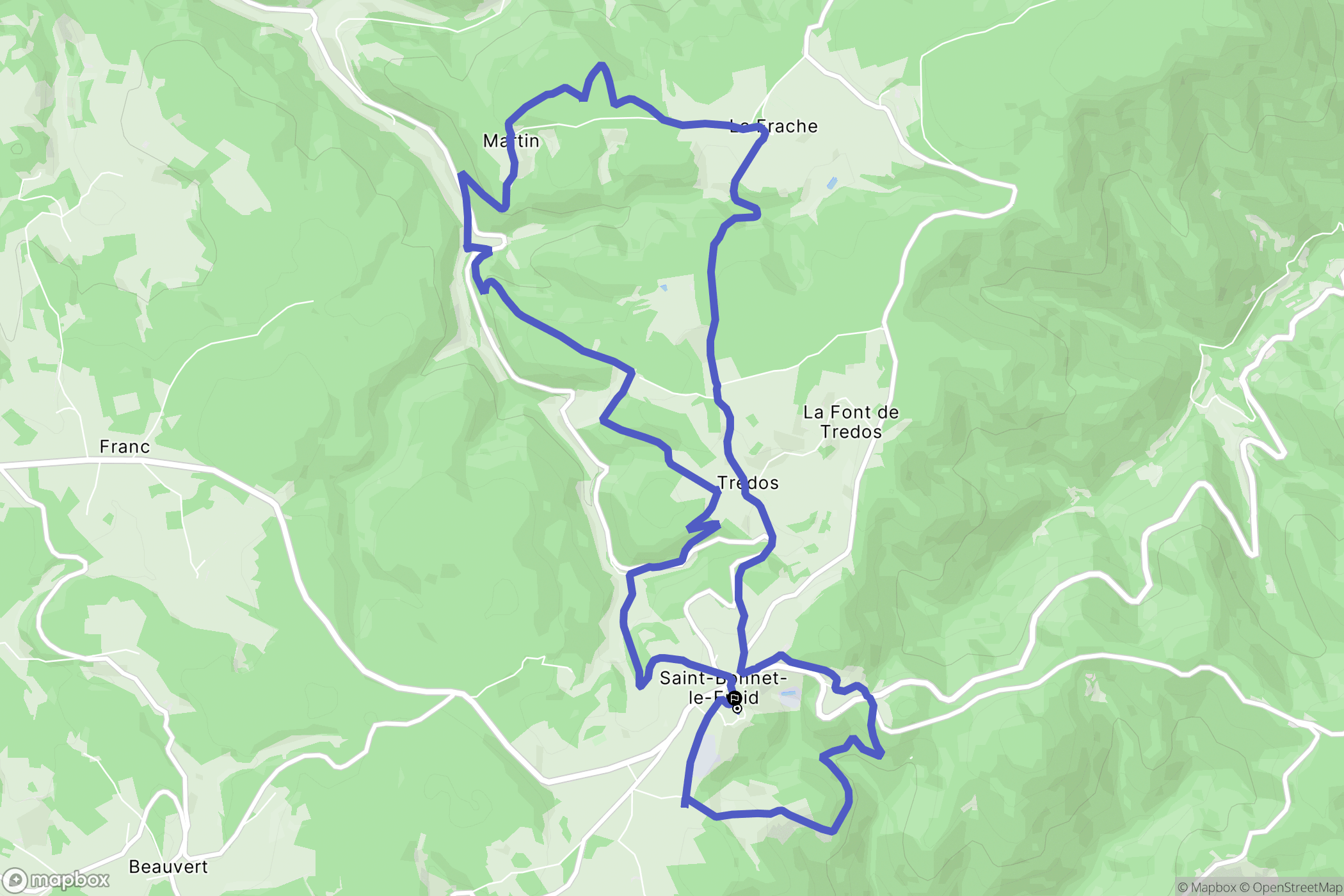 Saint-Bonnet-le-Froid : carte du parcours de randonnée - France