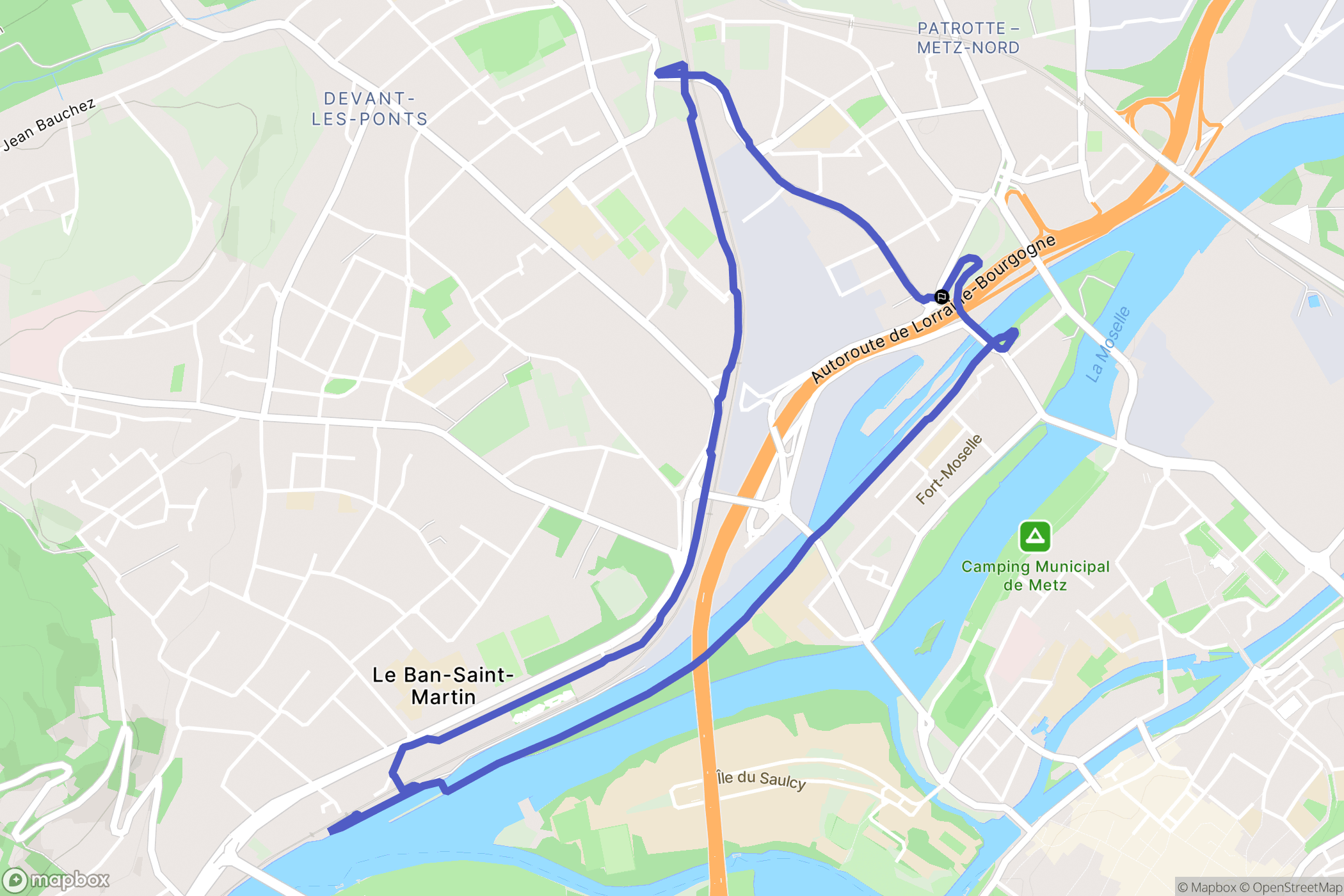Metz : carte du parcours de randonnée - France