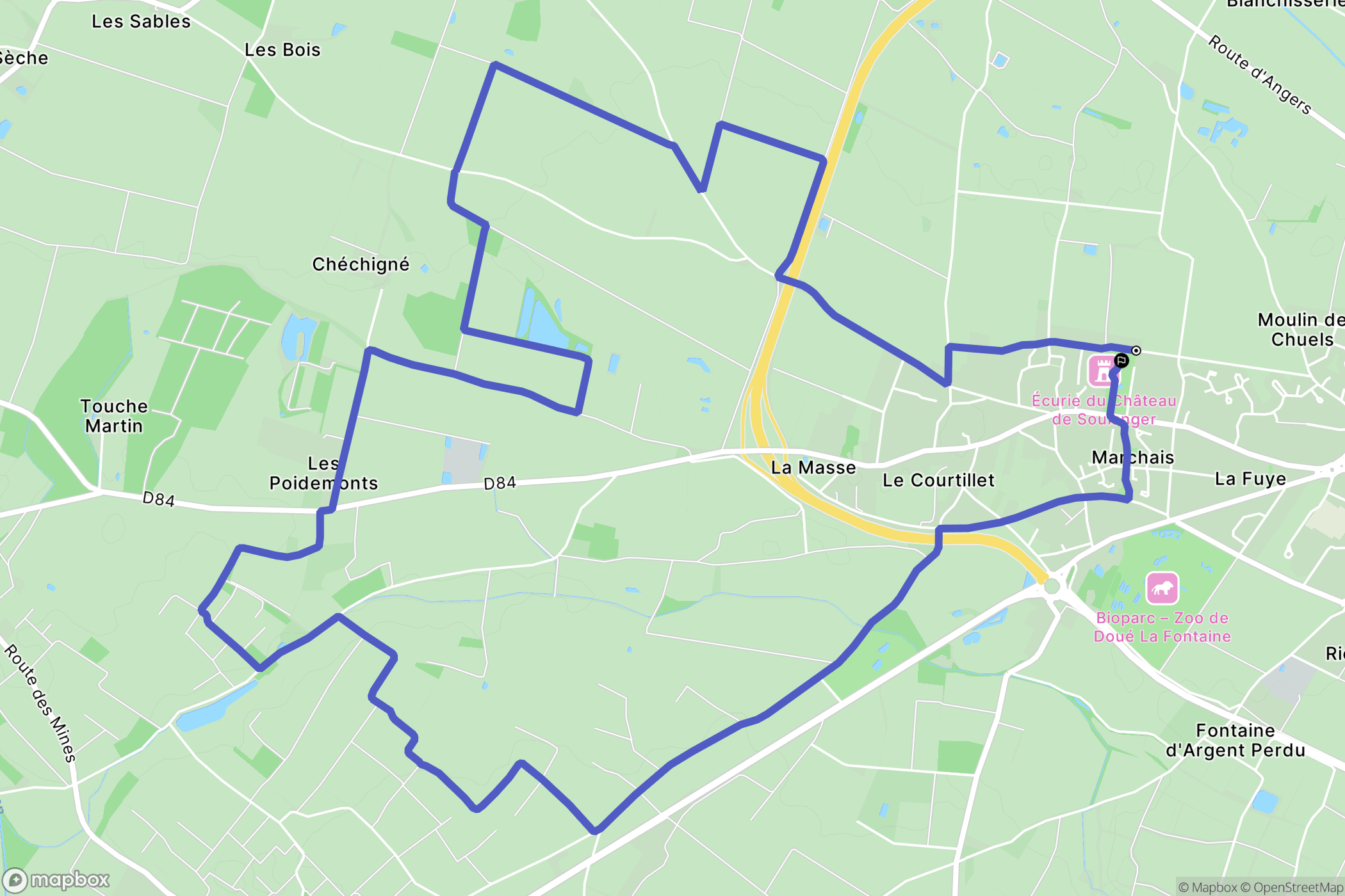 Doué-en-Anjou : carte du parcours de randonnée - France