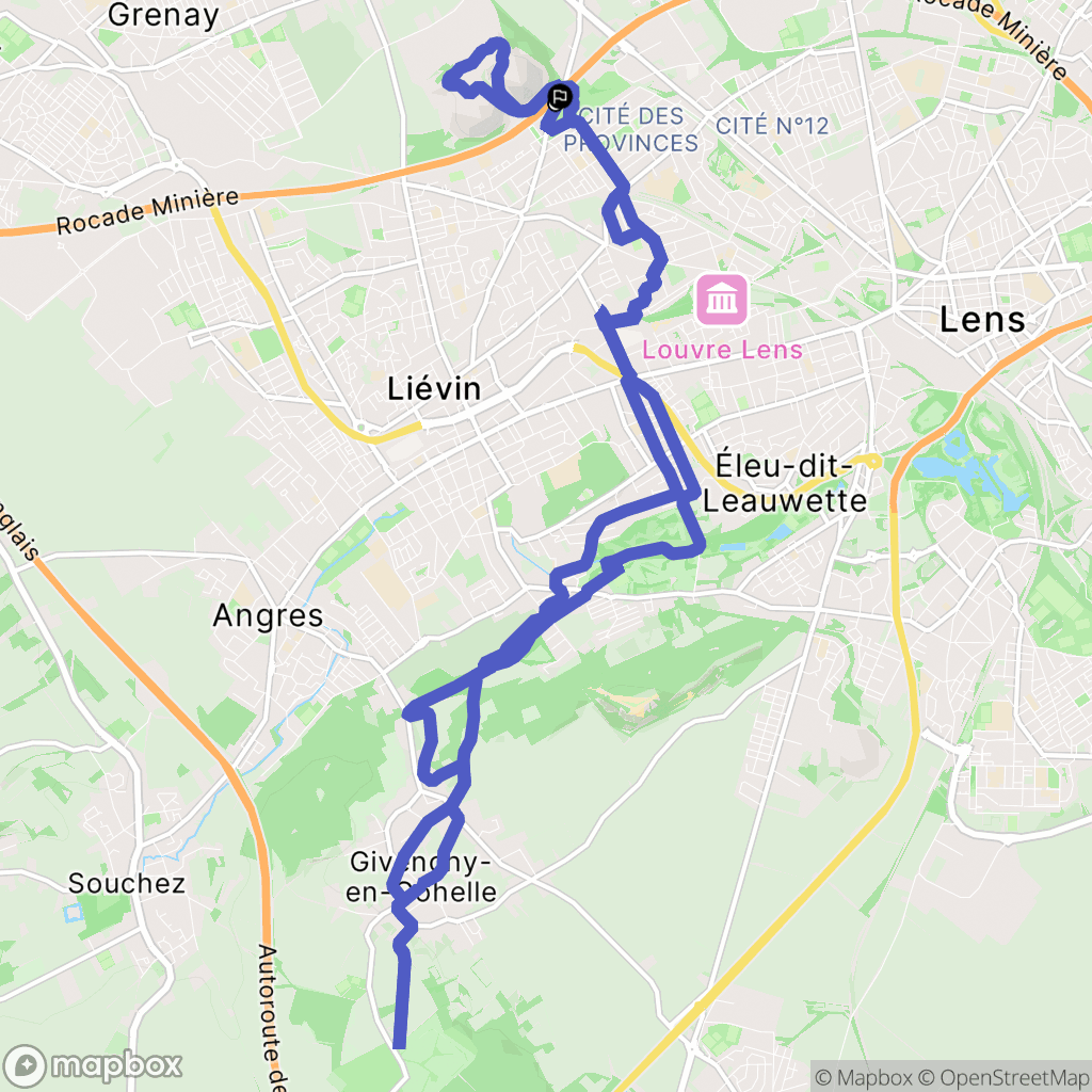 Loos-en-Gohelle : carte du parcours de randonnée - France