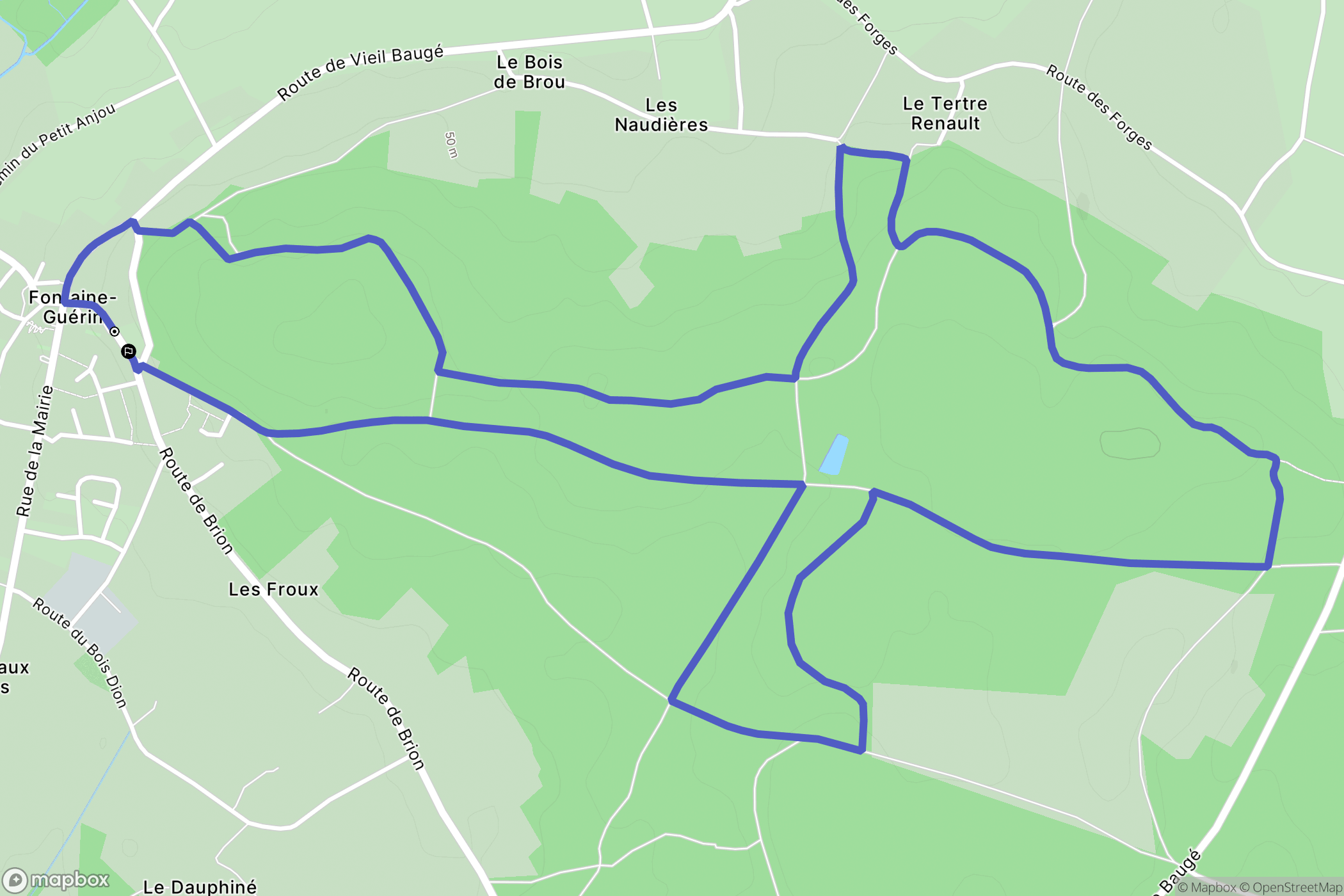 Les Bois d'Anjou : carte du parcours de randonnée - France