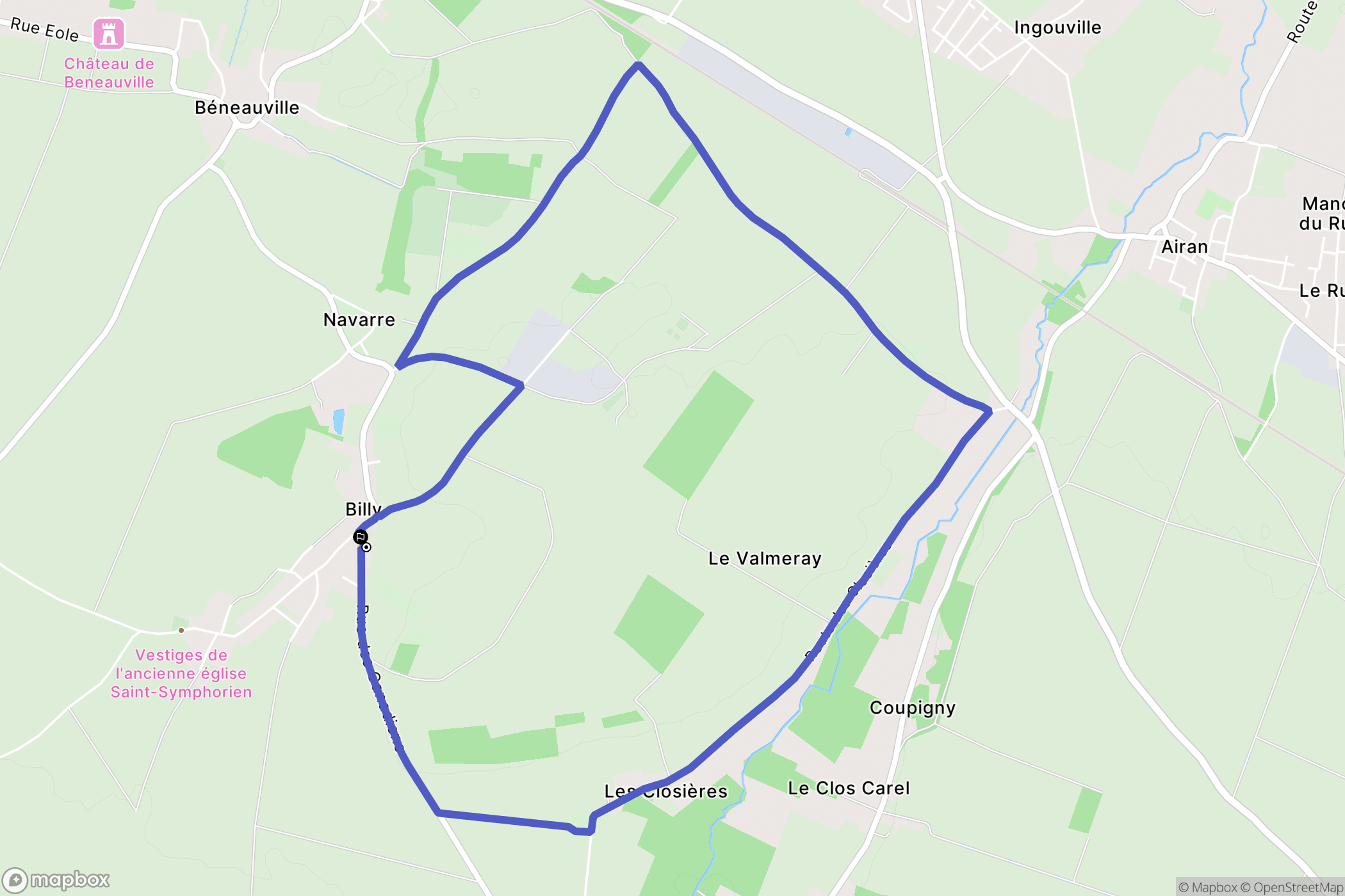 Valambray : carte du parcours de randonnée - France