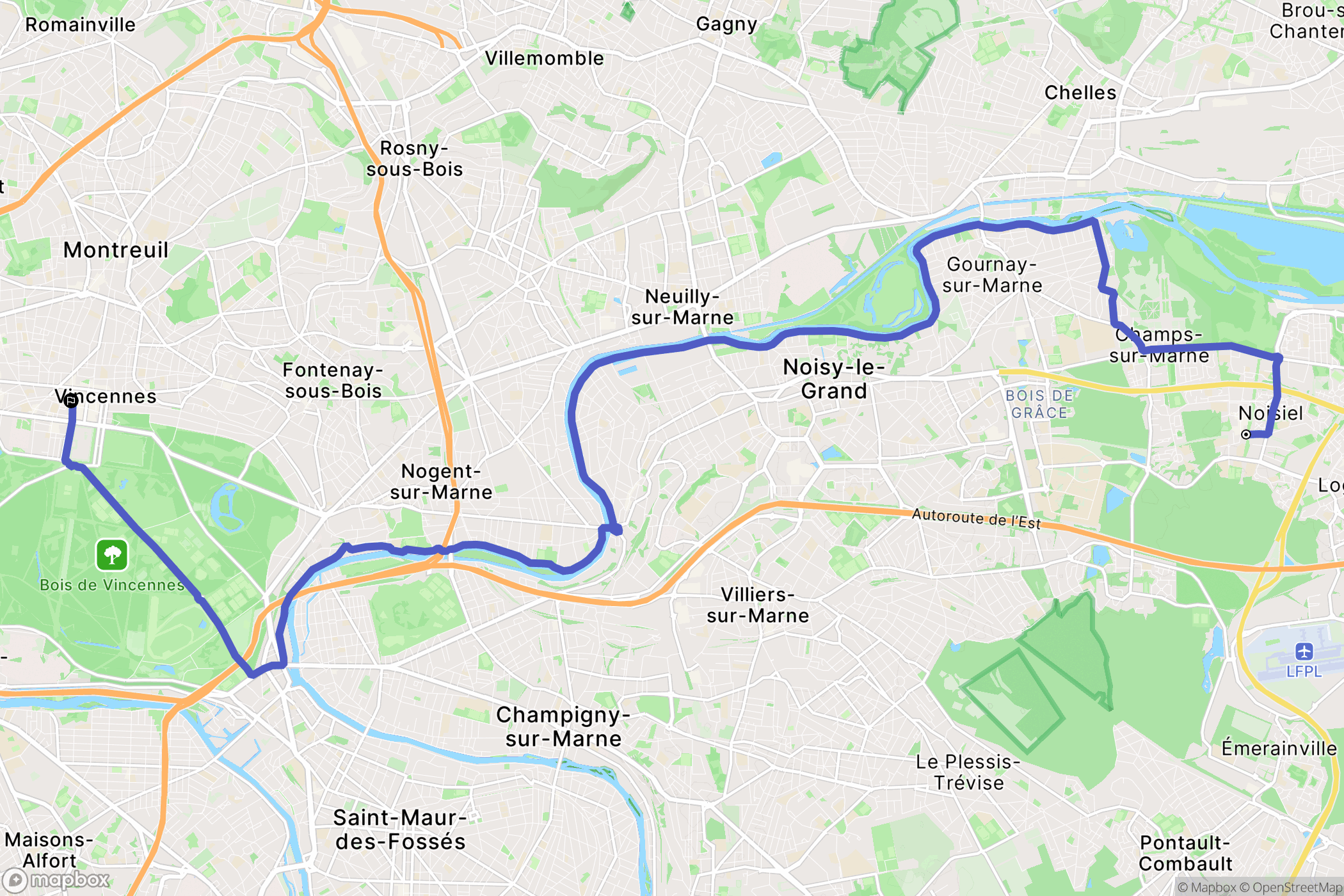 Noisiel : carte du parcours de randonnée - France