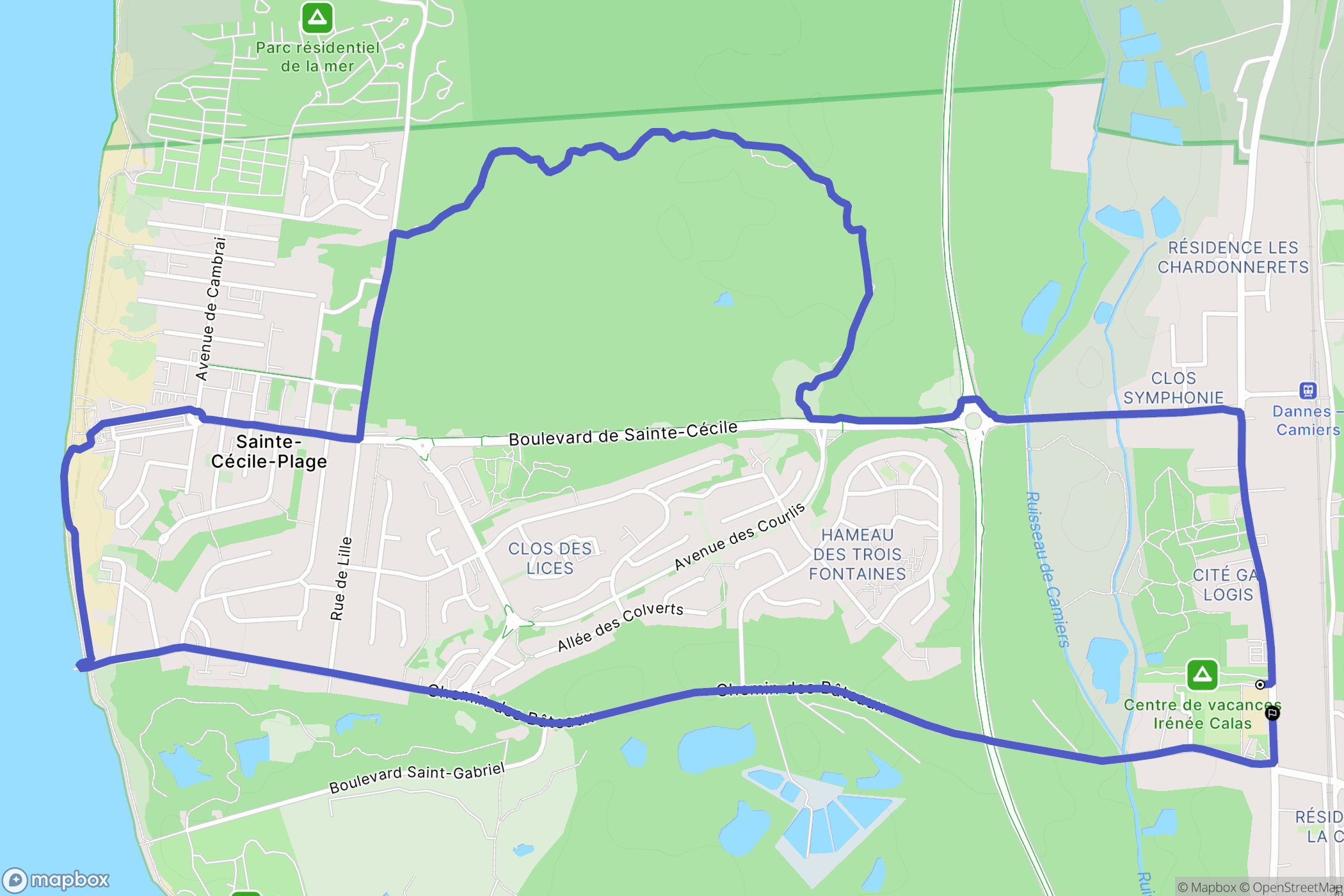 Camiers : carte du parcours de randonnée - France