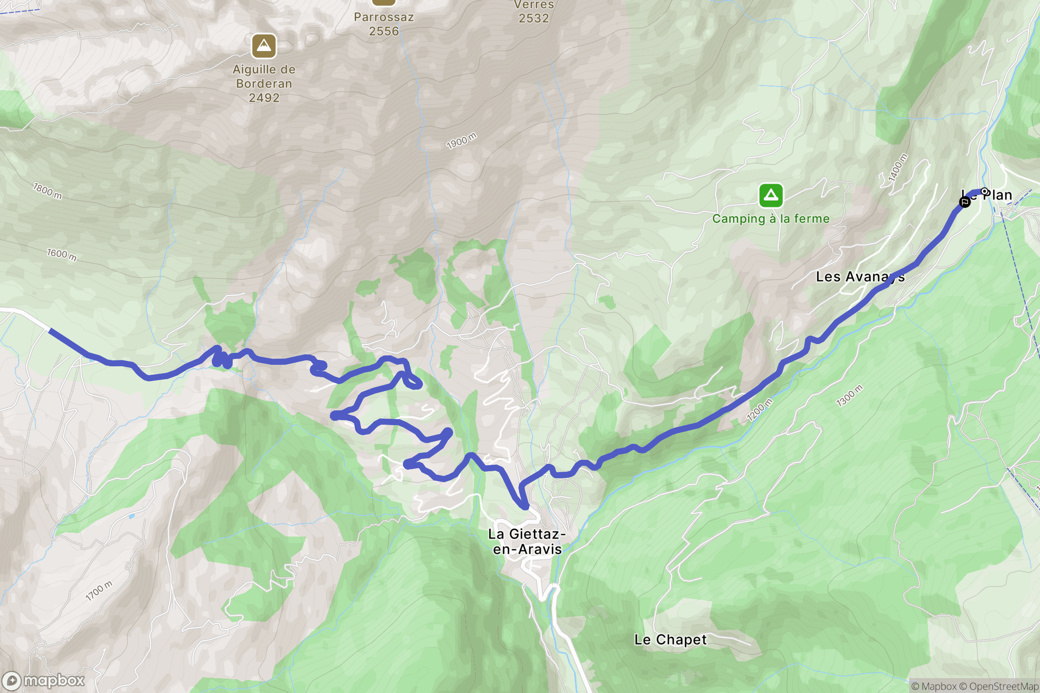 La Giettaz : carte du parcours de randonnée - France
