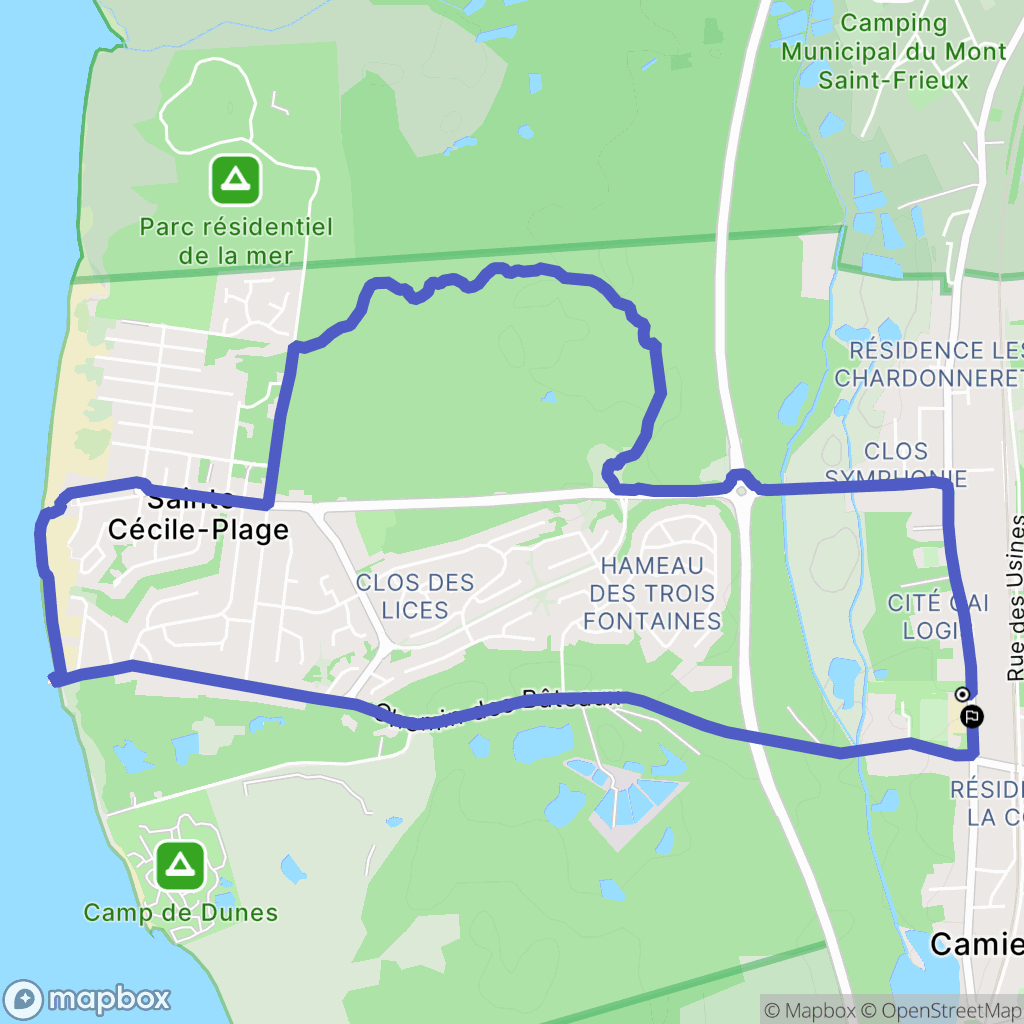 Camiers : carte du parcours de randonnée - France