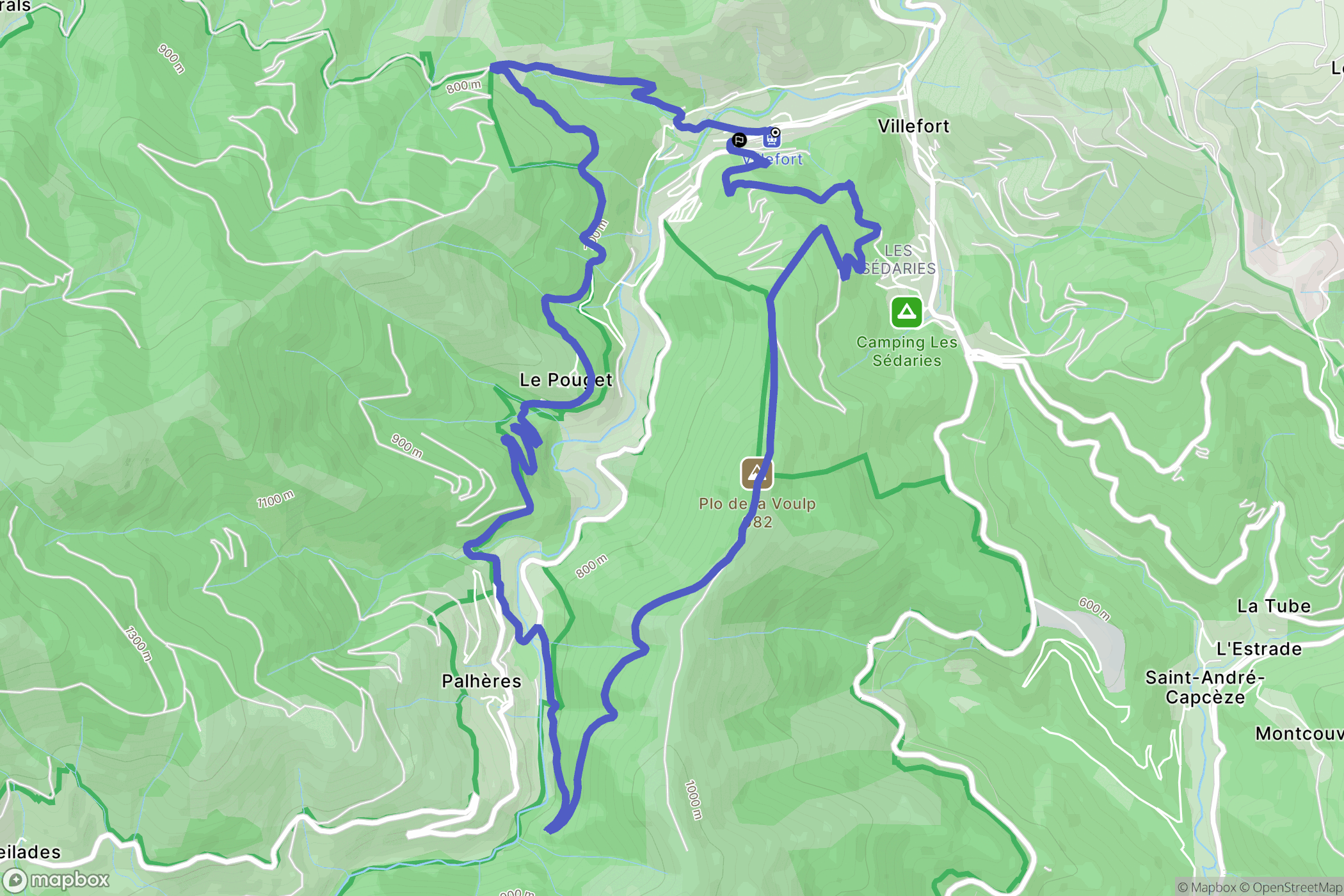 Villefort : carte du parcours de randonnée - France