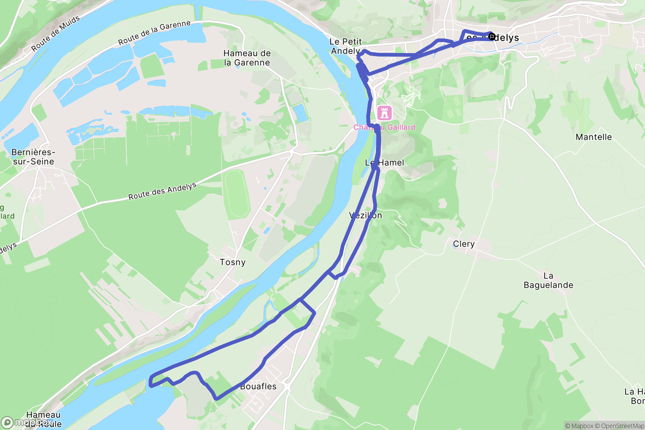 Les Andelys : carte du parcours de randonnée - France