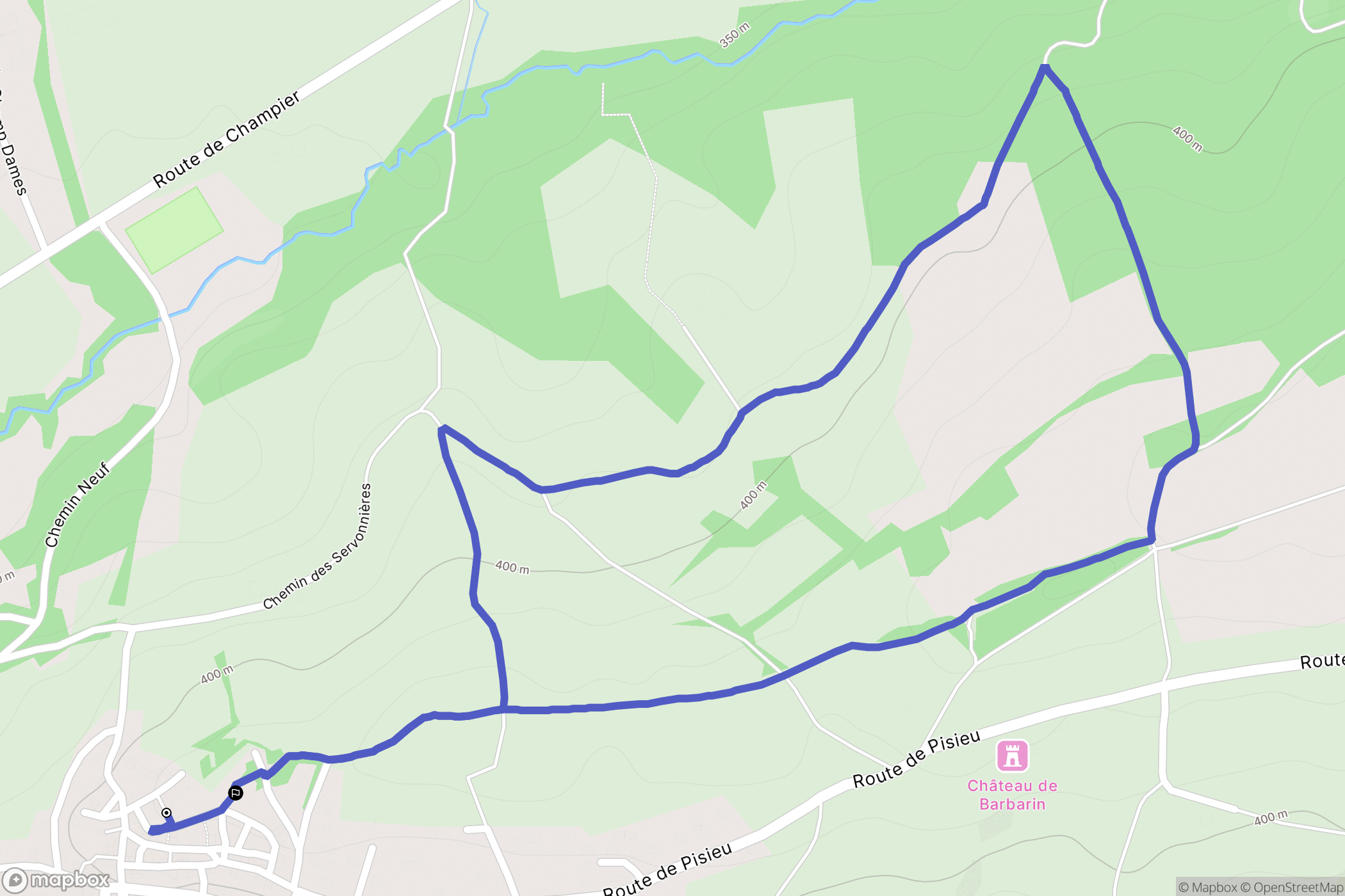 Revel-Tourdan : carte du parcours de randonnée - France