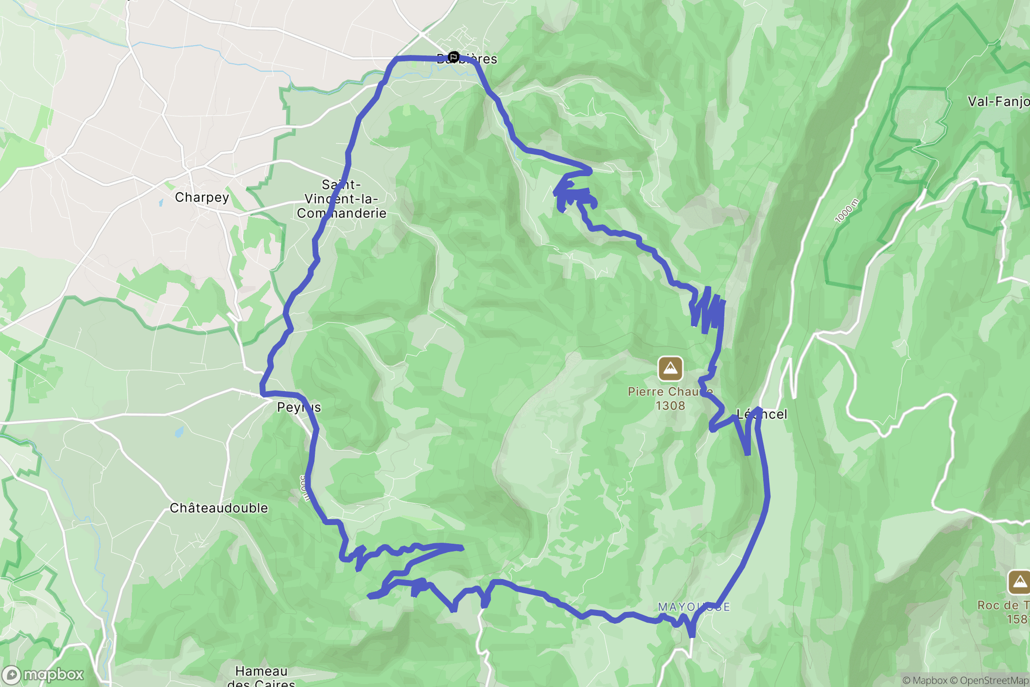 Barbières : carte du parcours de randonnée - France