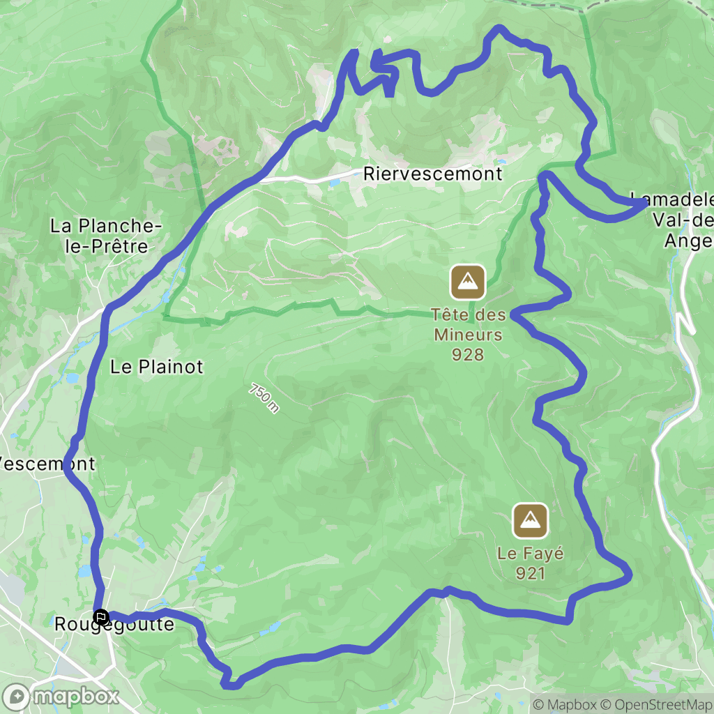 Rougegoutte : carte du parcours de randonnée - France