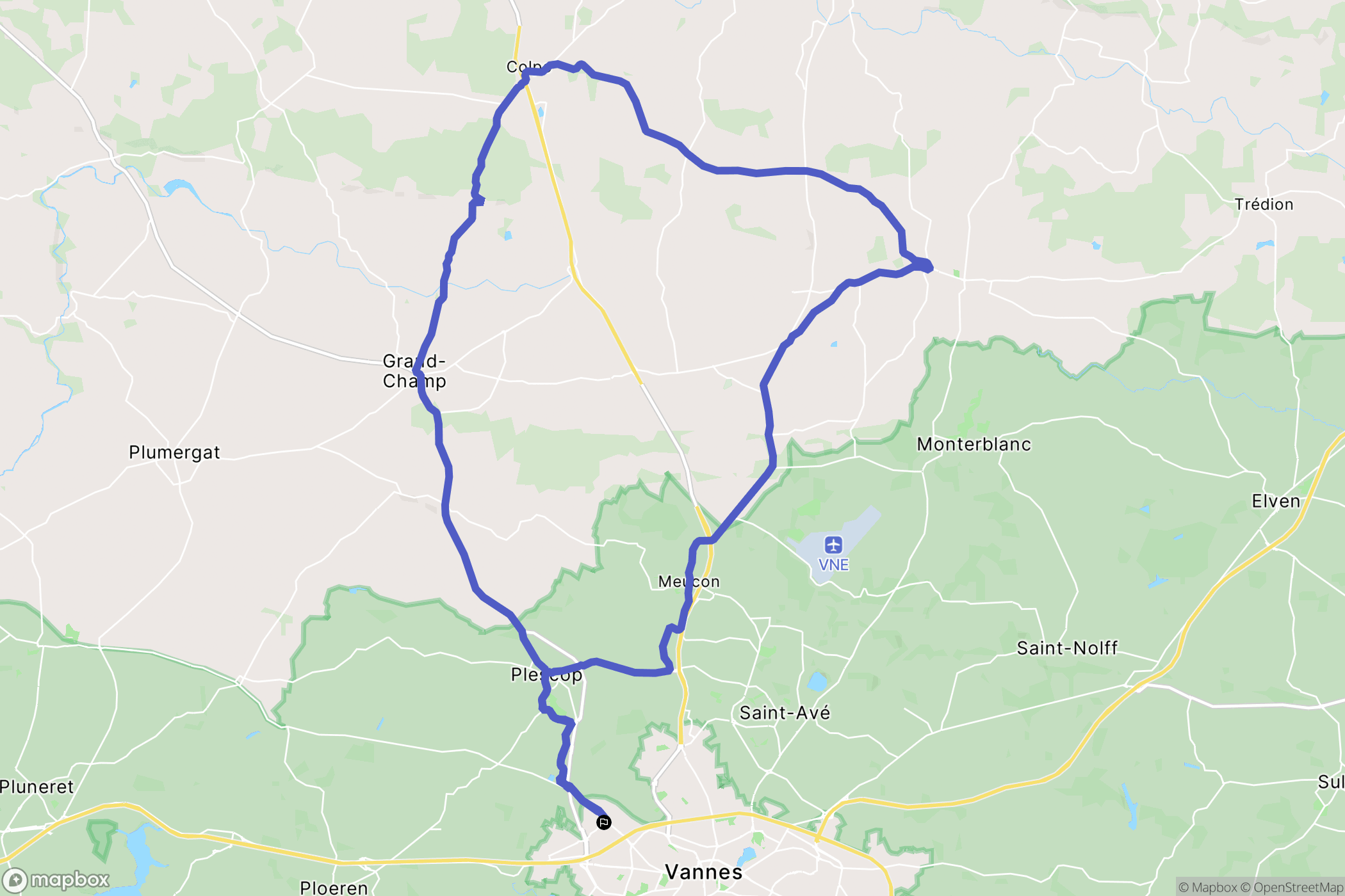 Vannes : carte du parcours de randonnée - France