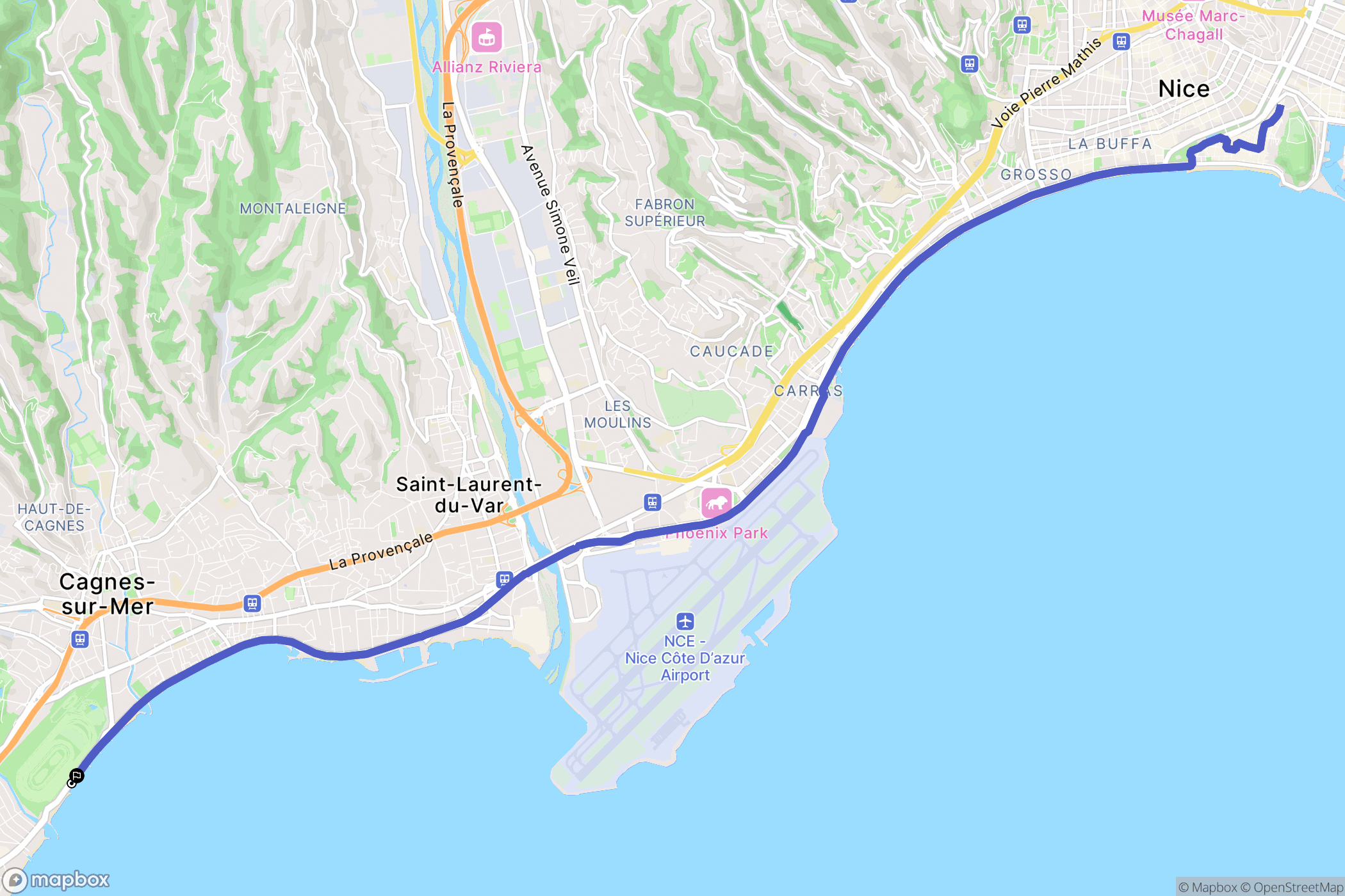 Cagnes-sur-Mer : carte du parcours de randonnée - France
