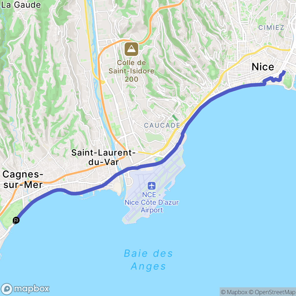 Cagnes-sur-Mer : carte du parcours de randonnée - France
