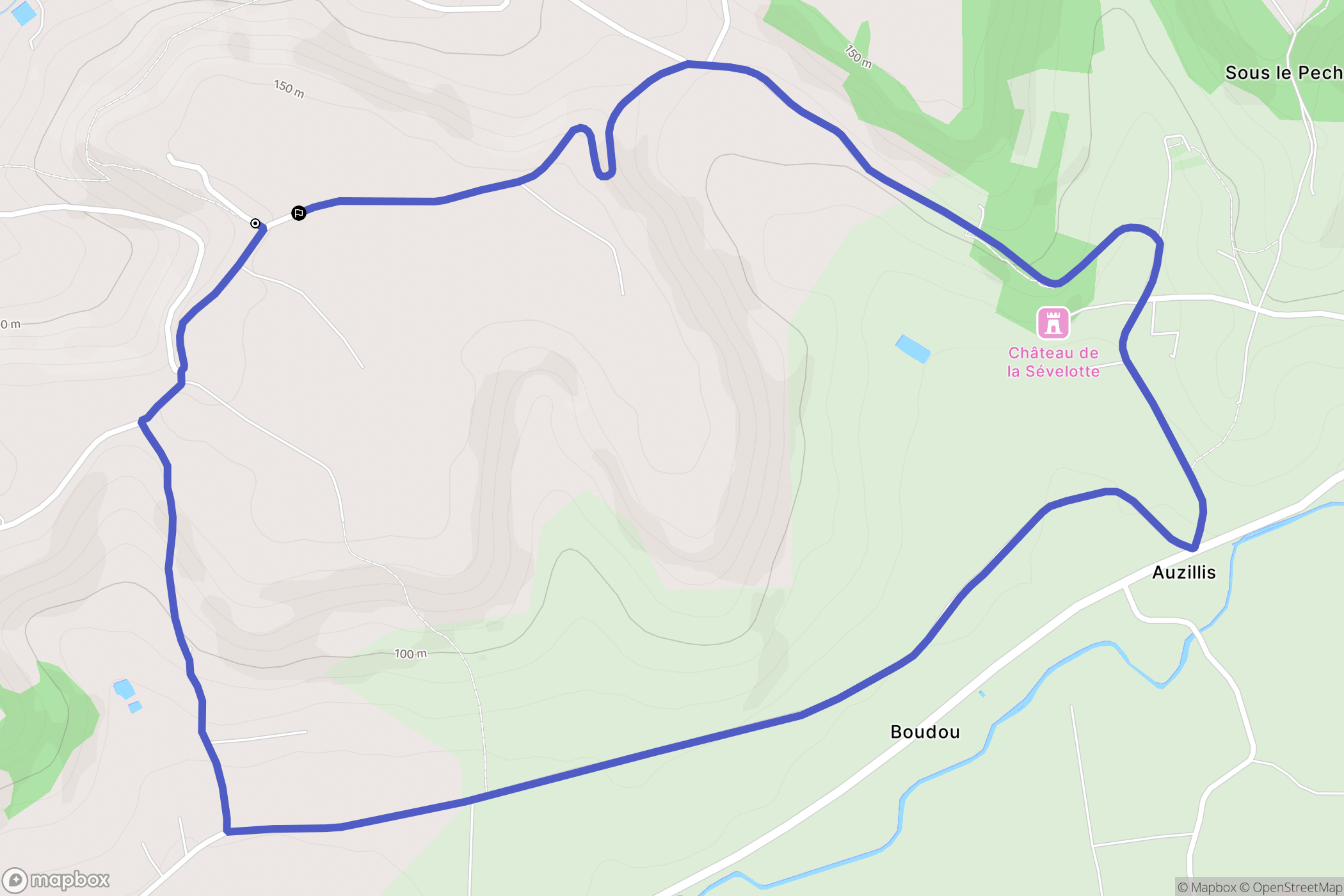 Castelculier : carte du parcours de randonnée - France