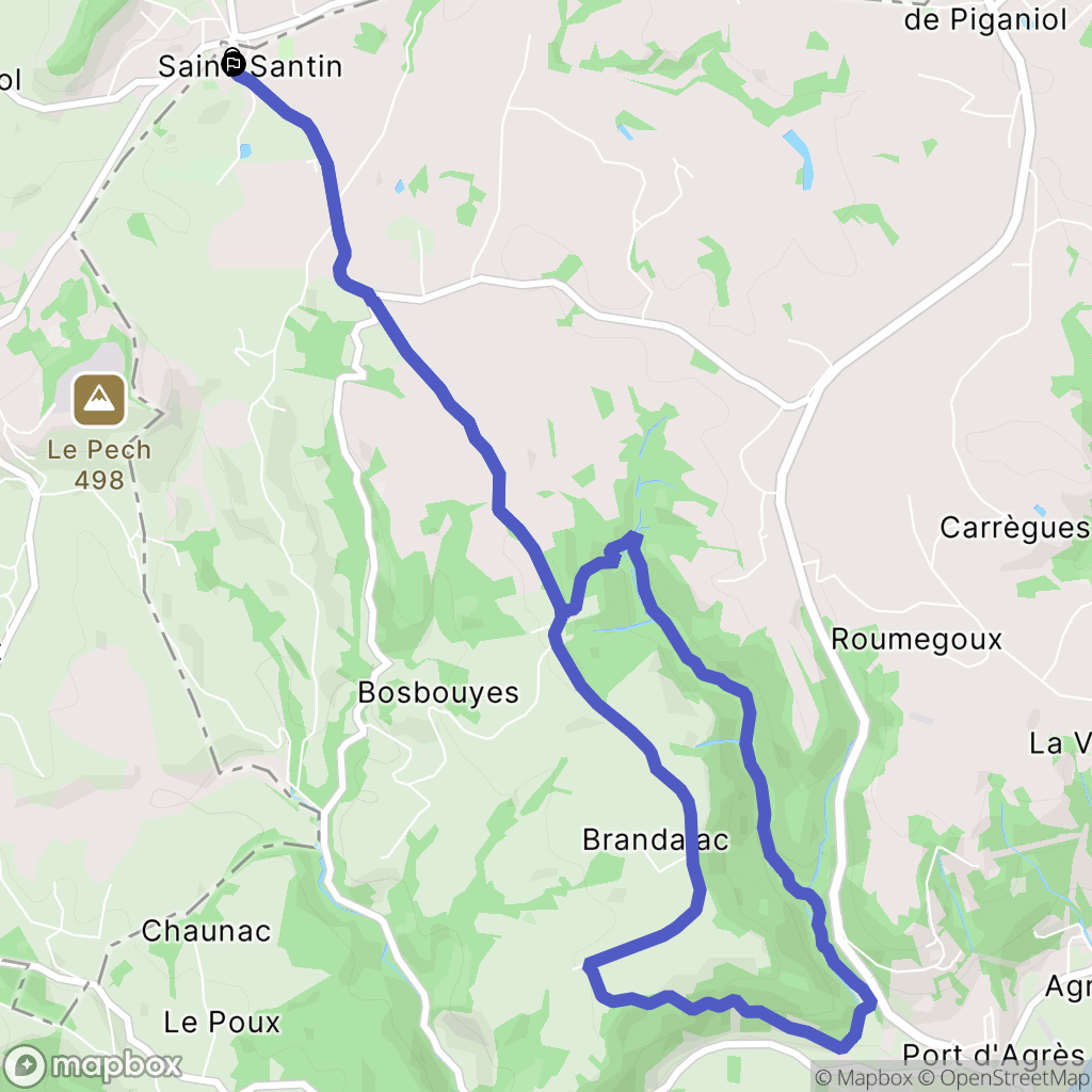 Saint-Santin : carte du parcours de randonnée - France