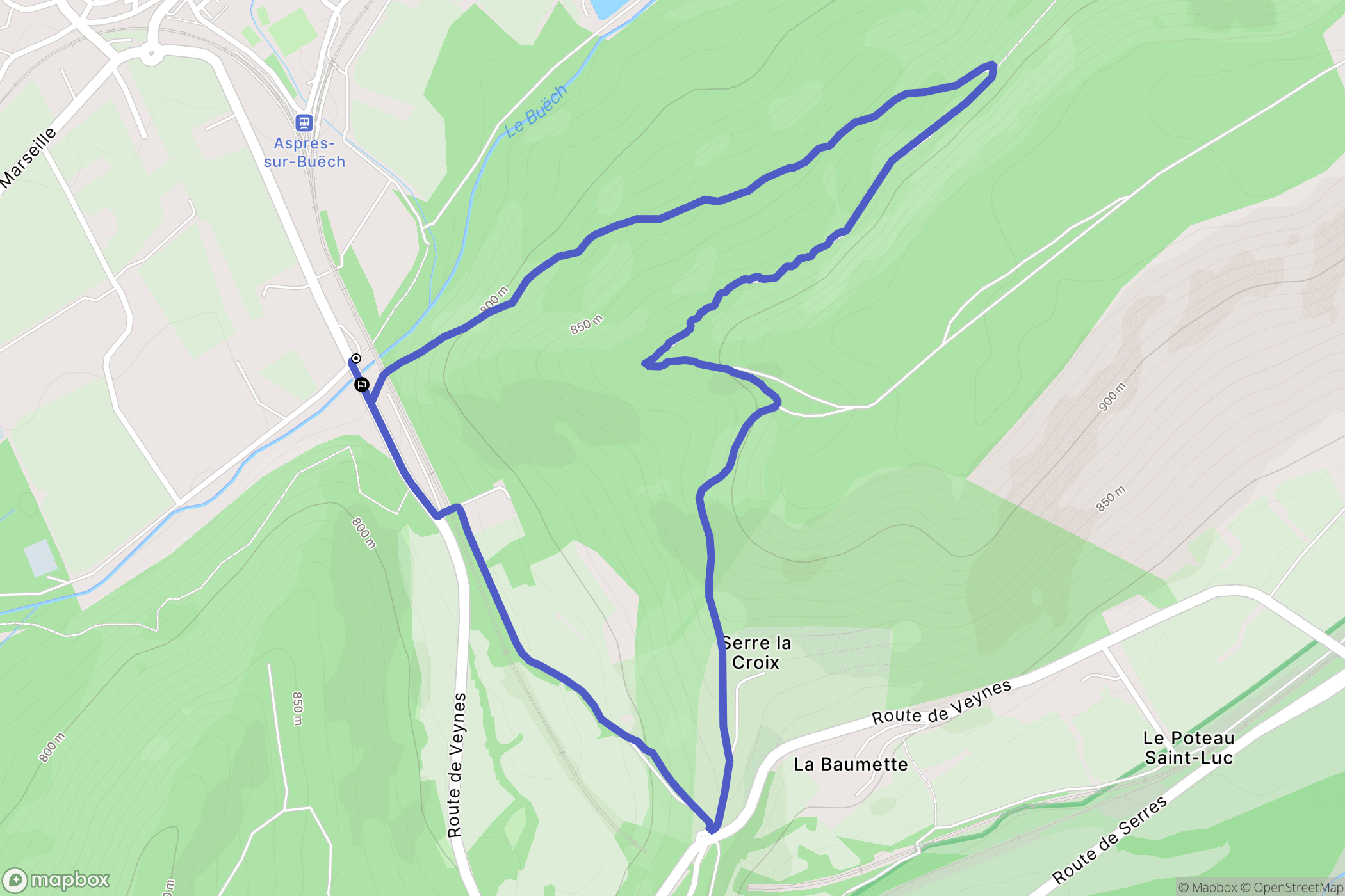 Aspres-sur-Buëch : carte du parcours de randonnée - France