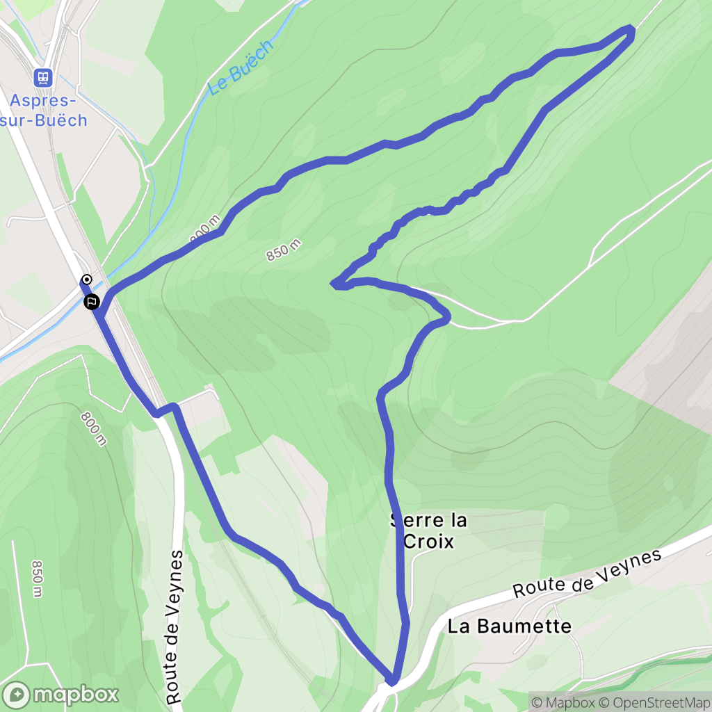 Aspres-sur-Buëch : carte du parcours de randonnée - France
