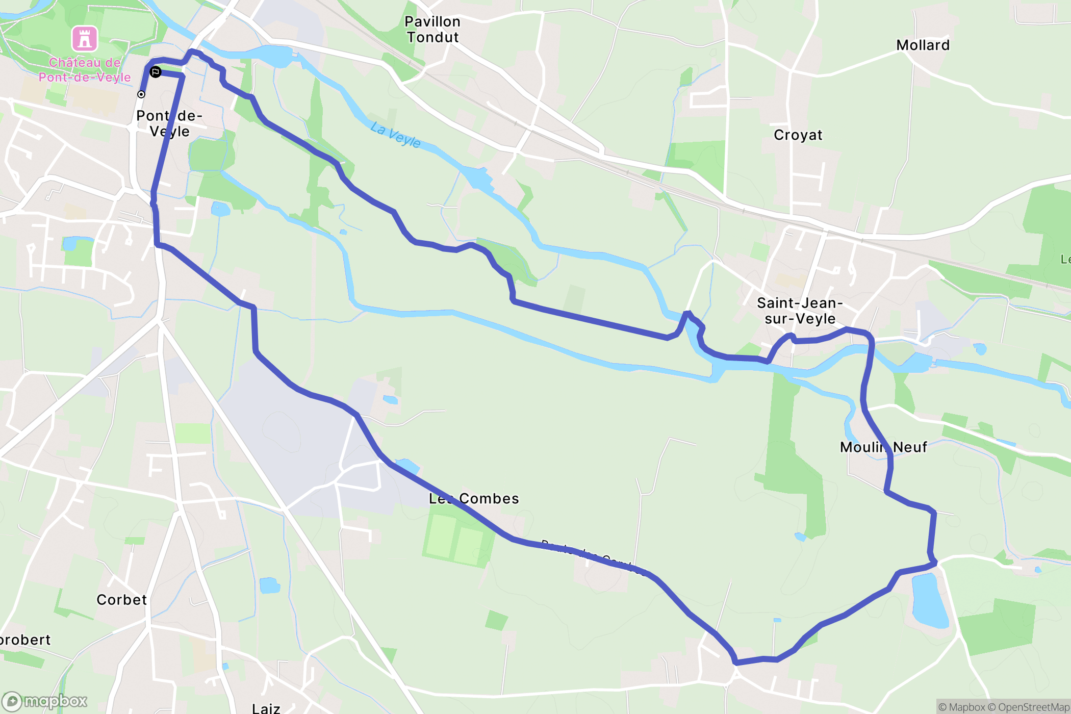 Pont-de-Veyle : carte du parcours de randonnée - France